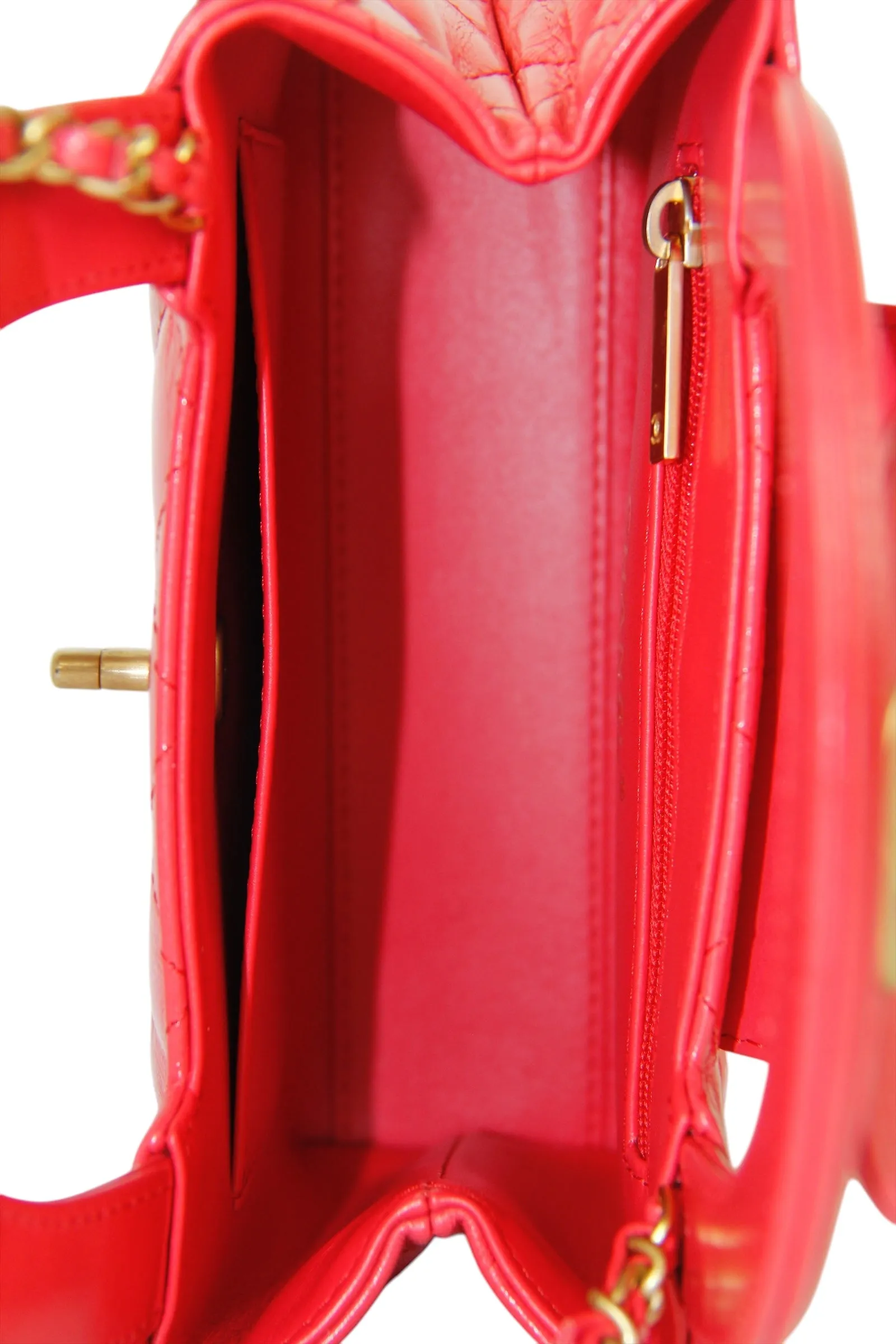 Chanel '25C Red Calfskin Quilted Nano Kelly Shopper