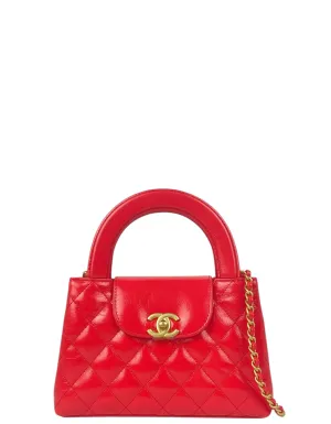 Chanel '25C Red Calfskin Quilted Nano Kelly Shopper