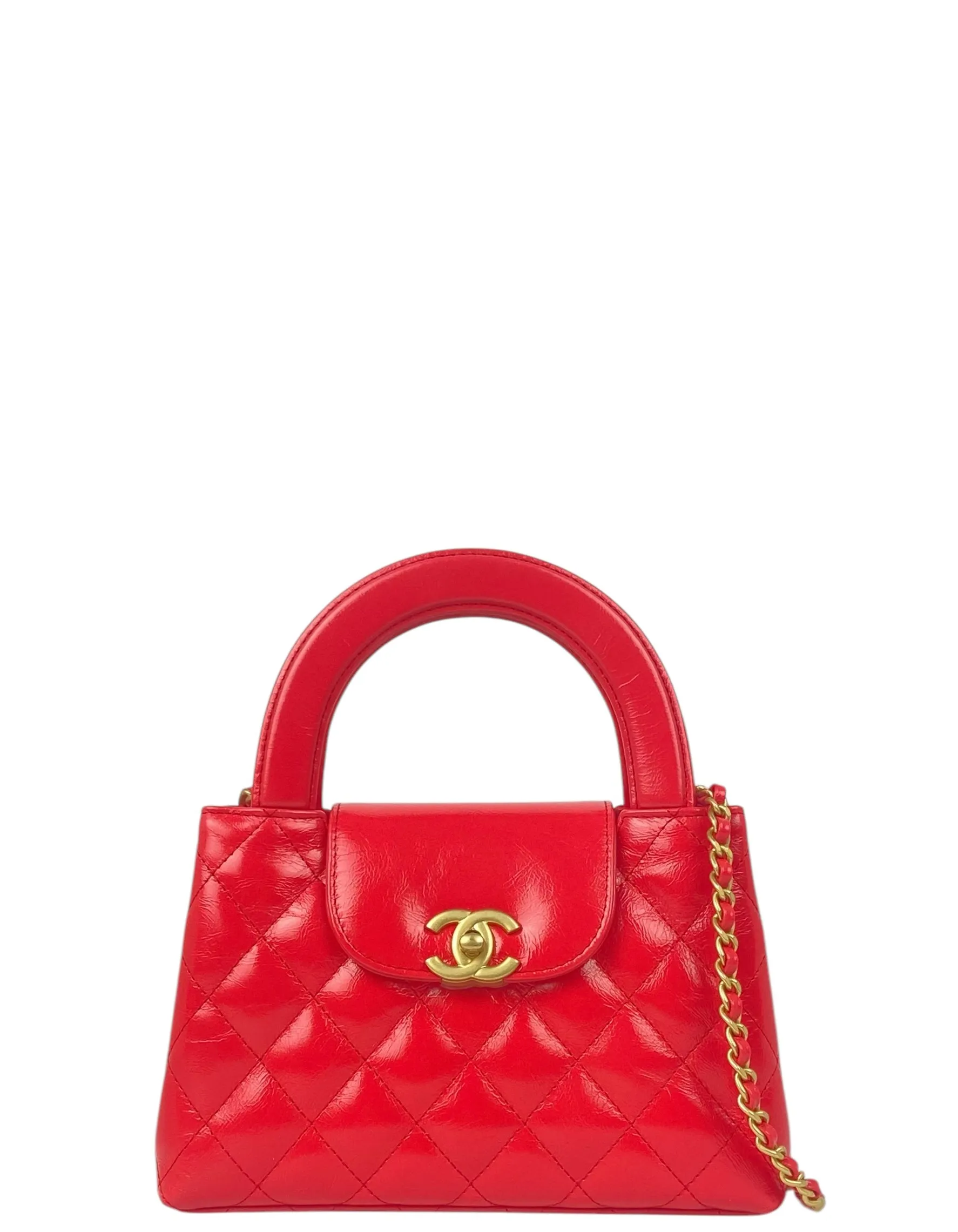 Chanel '25C Red Calfskin Quilted Nano Kelly Shopper