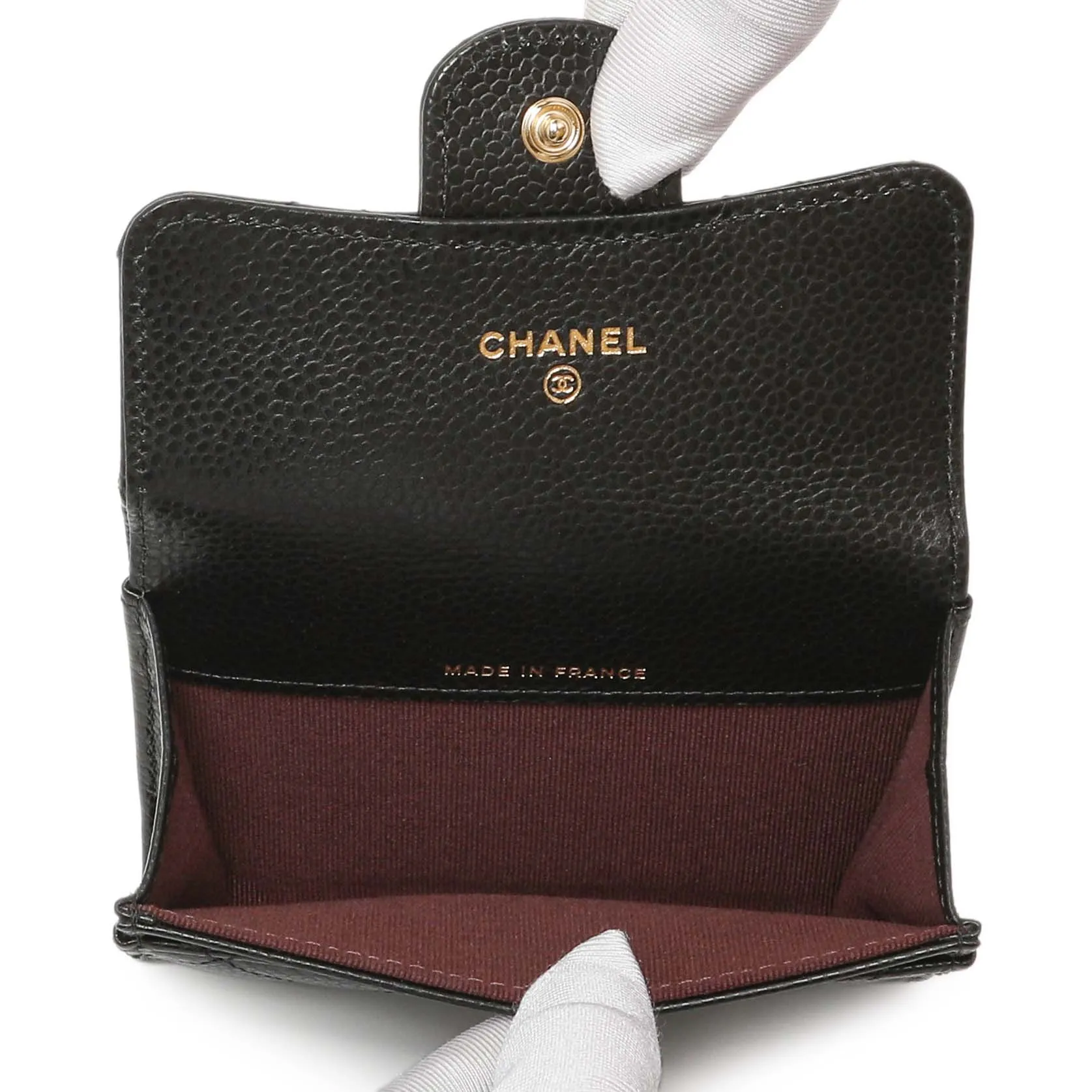 Chanel Black Quilted Caviar Flap Card Holder Wallet