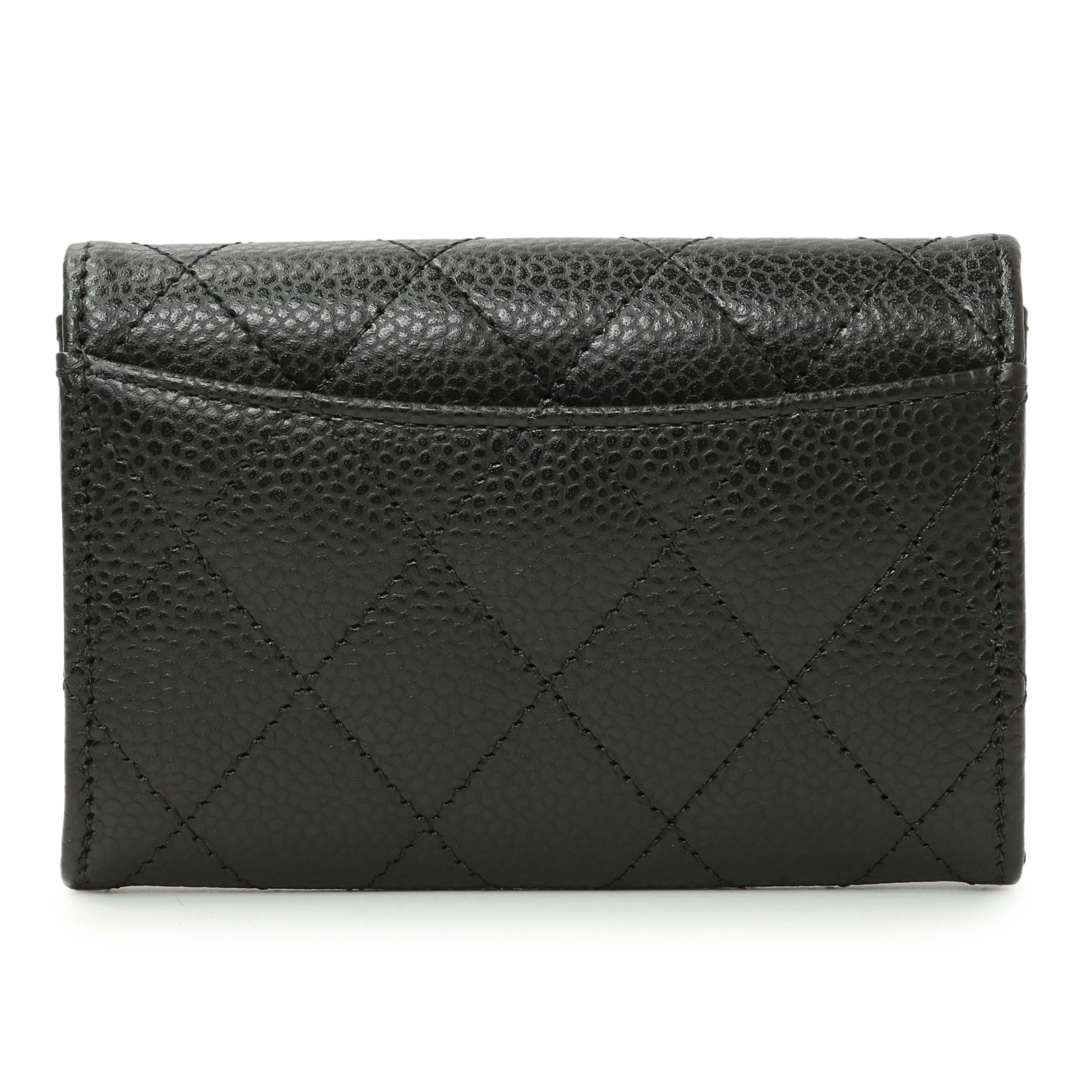 Chanel Black Quilted Caviar Flap Card Holder Wallet