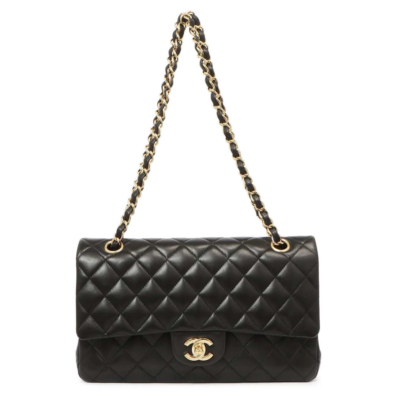 Chanel Black Quilted Lambskin Medium Classic Double Flap