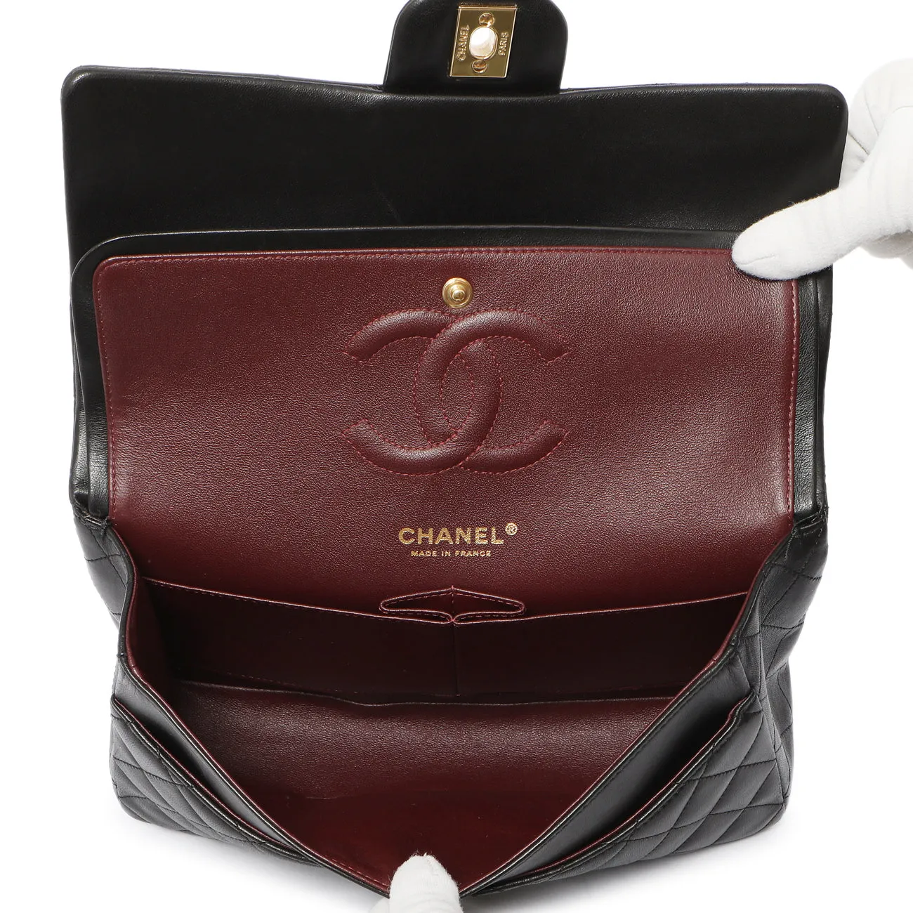 Chanel Black Quilted Lambskin Medium Classic Double Flap