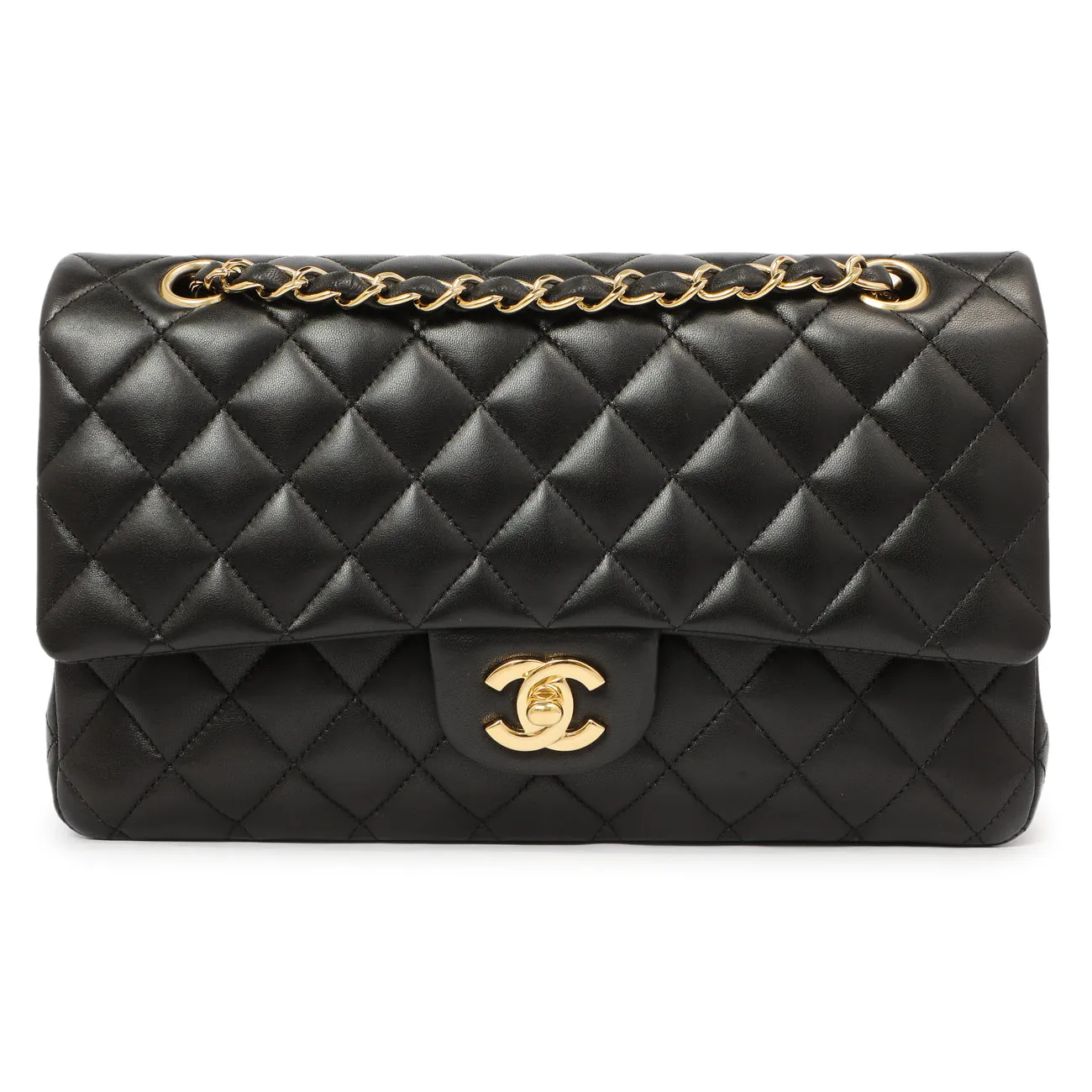 Chanel Black Quilted Lambskin Medium Classic Double Flap