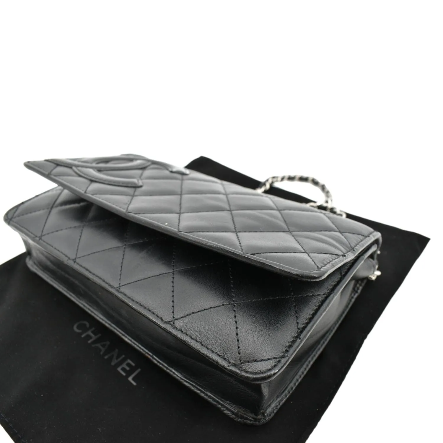 CHANEL Cambon Ligne Quilted Leather WOC Clutch Bag Black- Sold