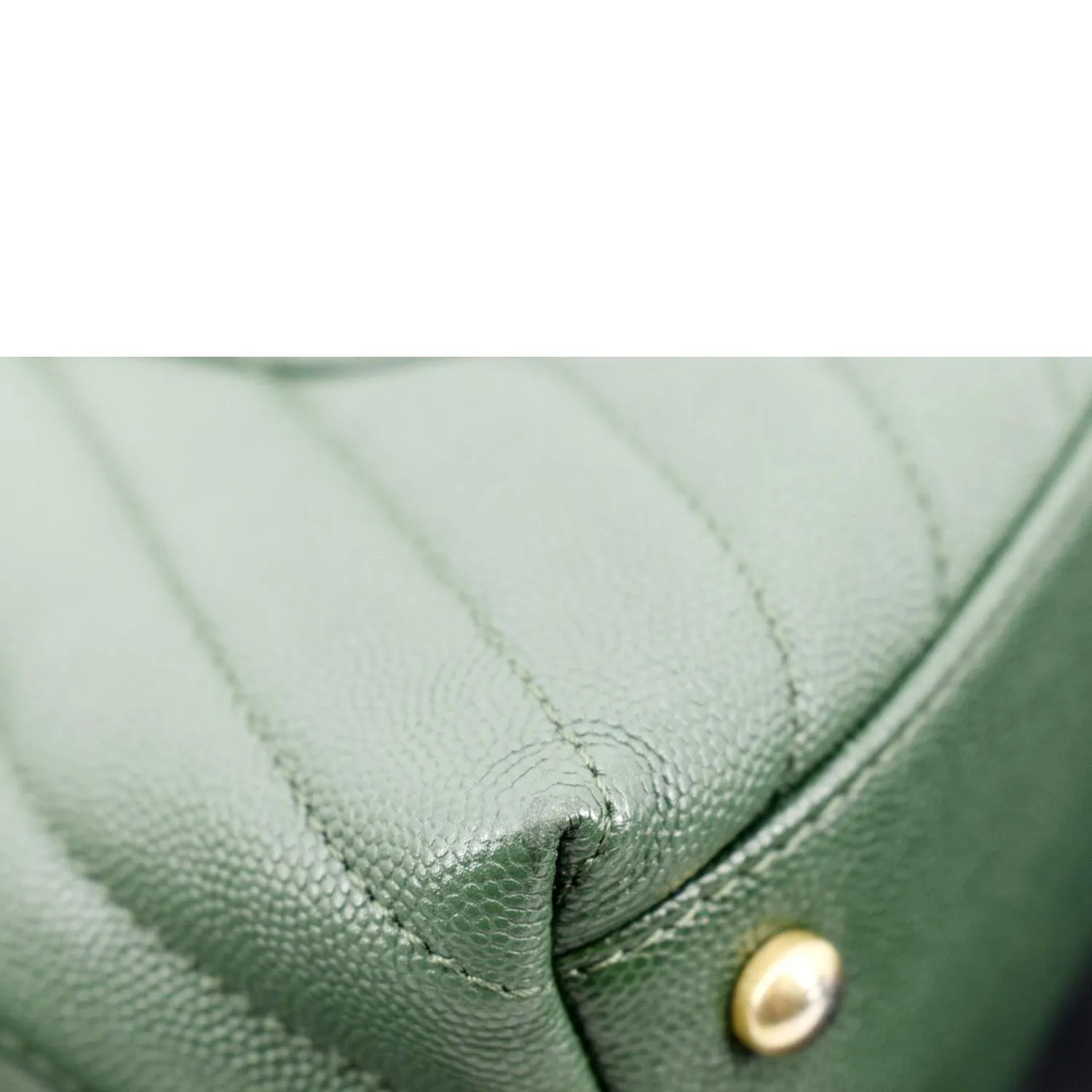 CHANEL CC Caviar Leather Top Handle Flap Shoulder Bag Green