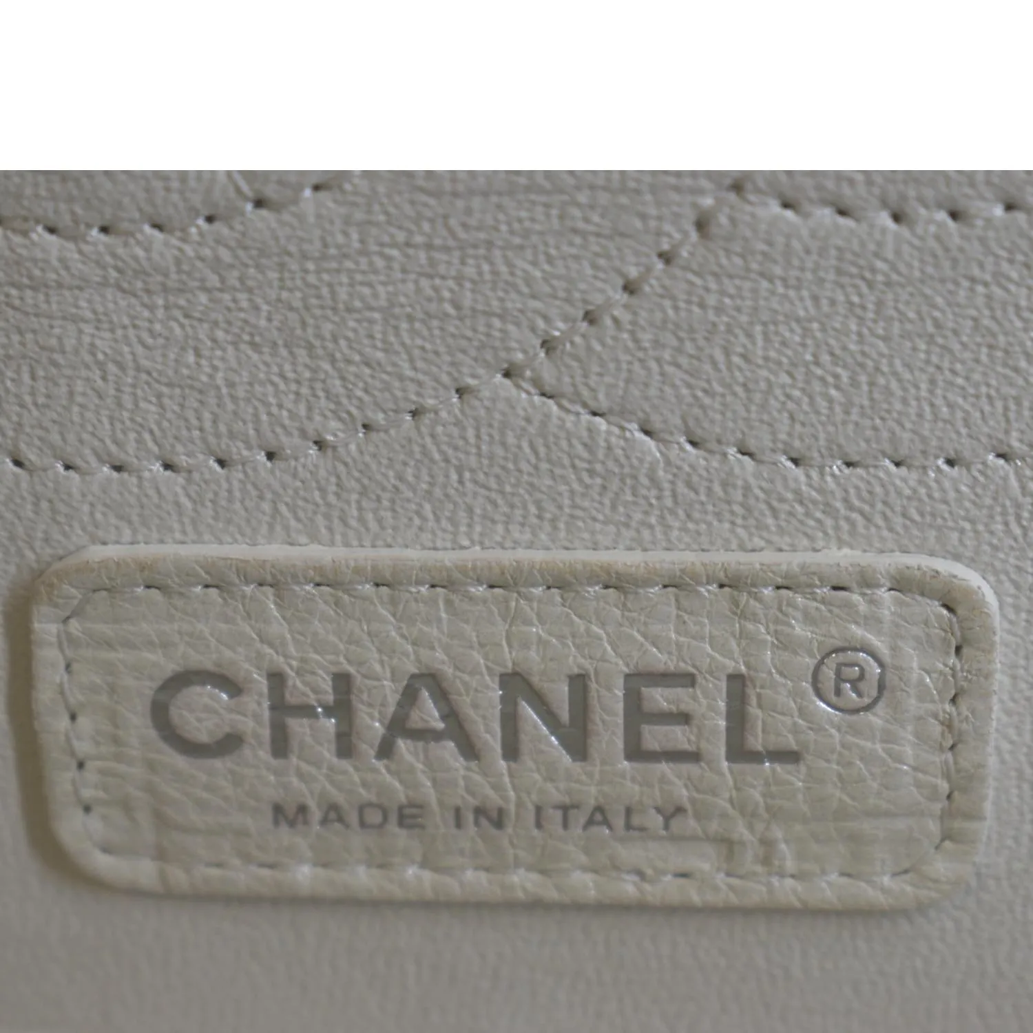 CHANEL Classic Double Flap Quilted Leather Shoulder Bag Ivory