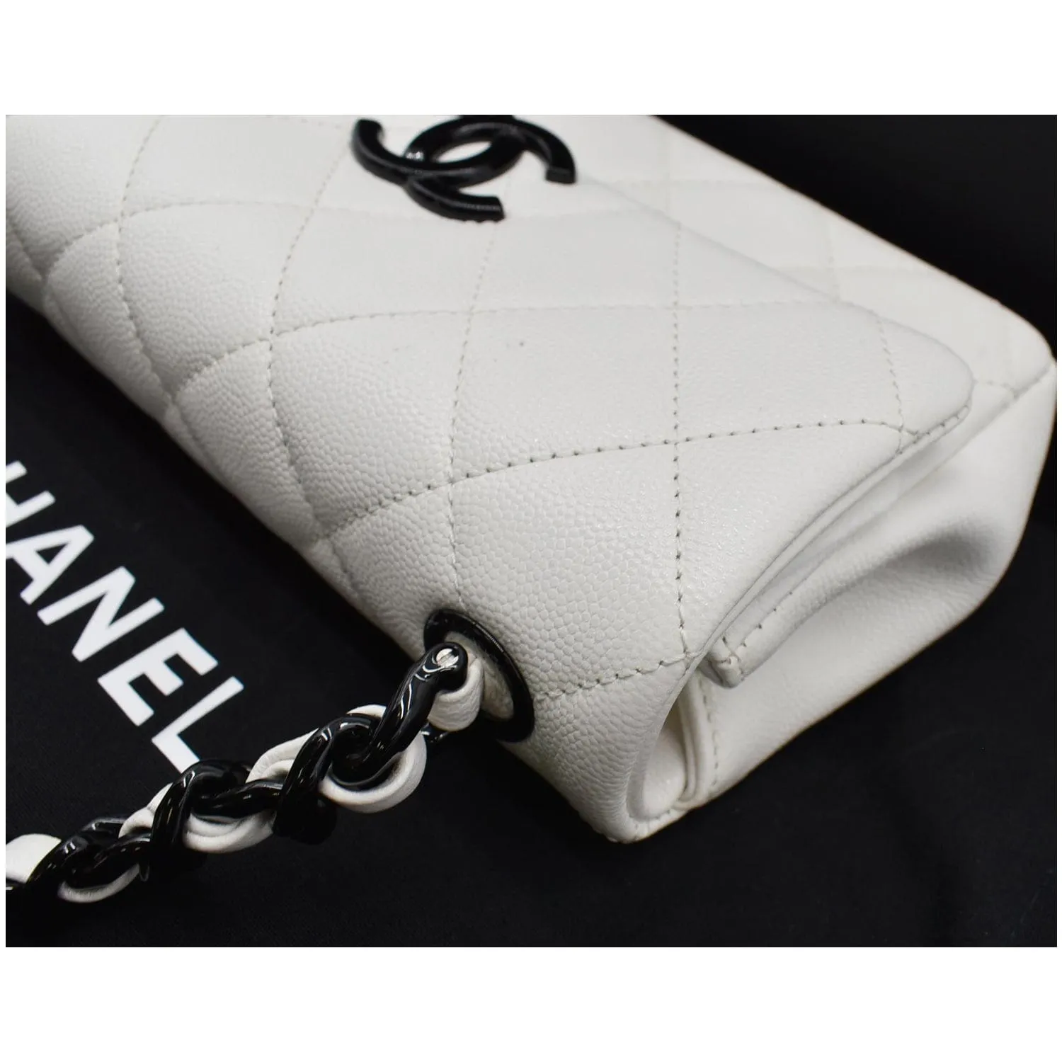CHANEL My Everything Small Caviar Quilted Leather Flap Shoulder Bag White