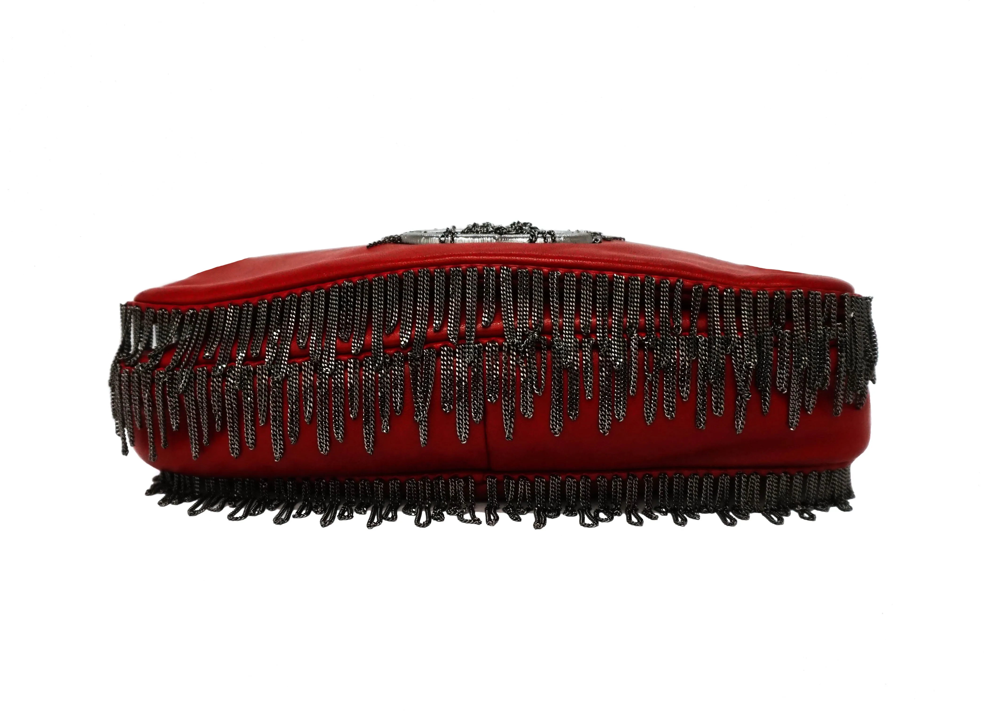 Chanel Red Calfskin Rare Fringe Flap Bag