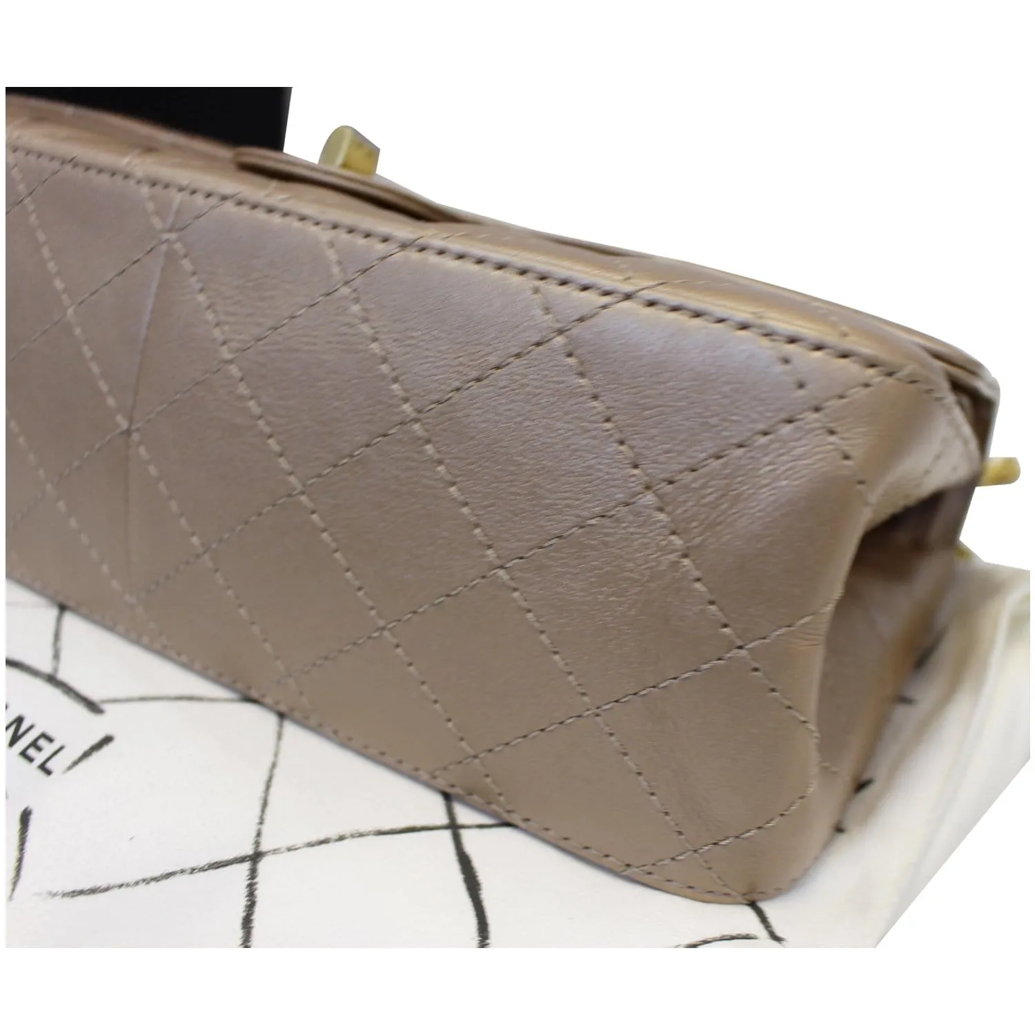 CHANEL Reissue Mademoiselle Lock Calfskin Leather Shoulder Bag Beige
