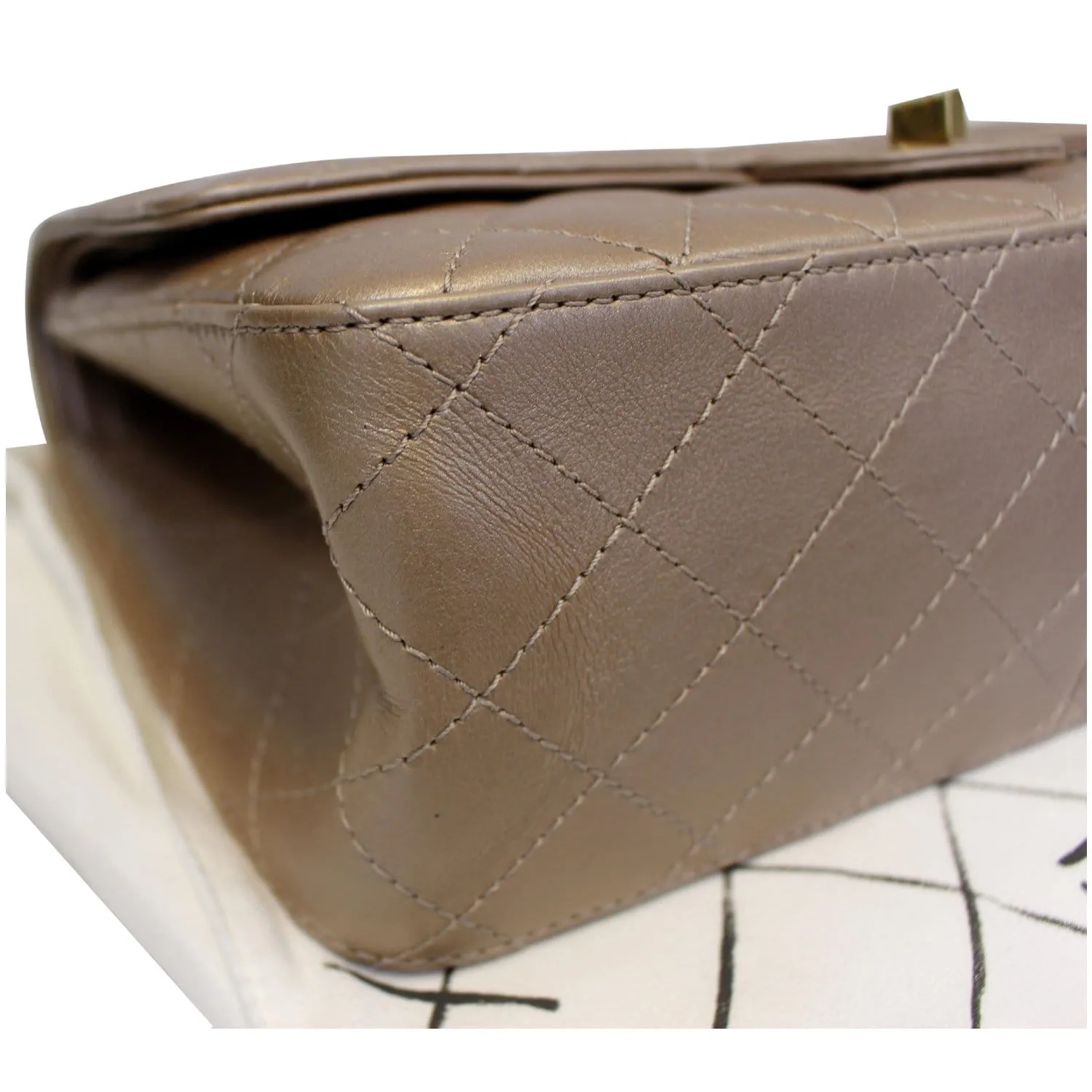 CHANEL Reissue Mademoiselle Lock Calfskin Leather Shoulder Bag Beige