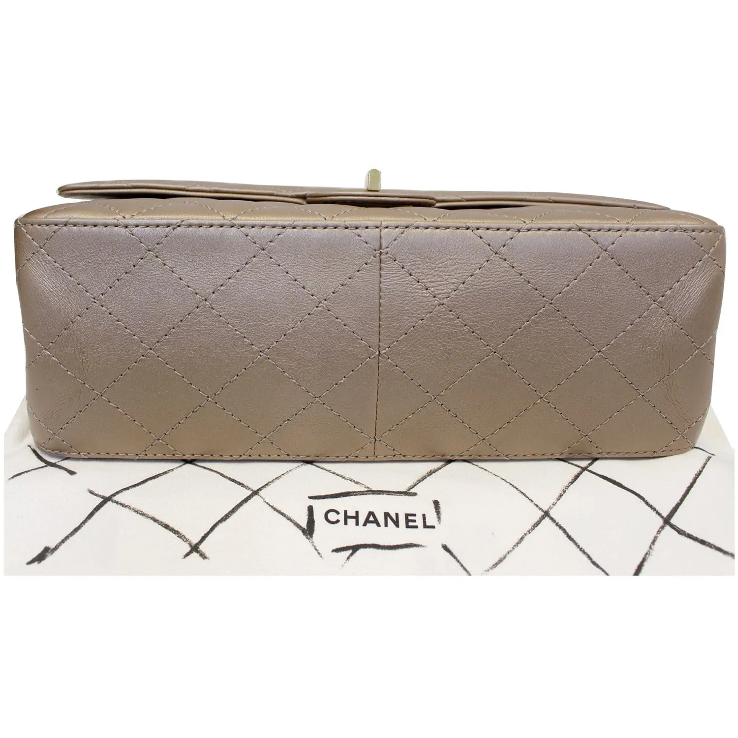 CHANEL Reissue Mademoiselle Lock Calfskin Leather Shoulder Bag Beige