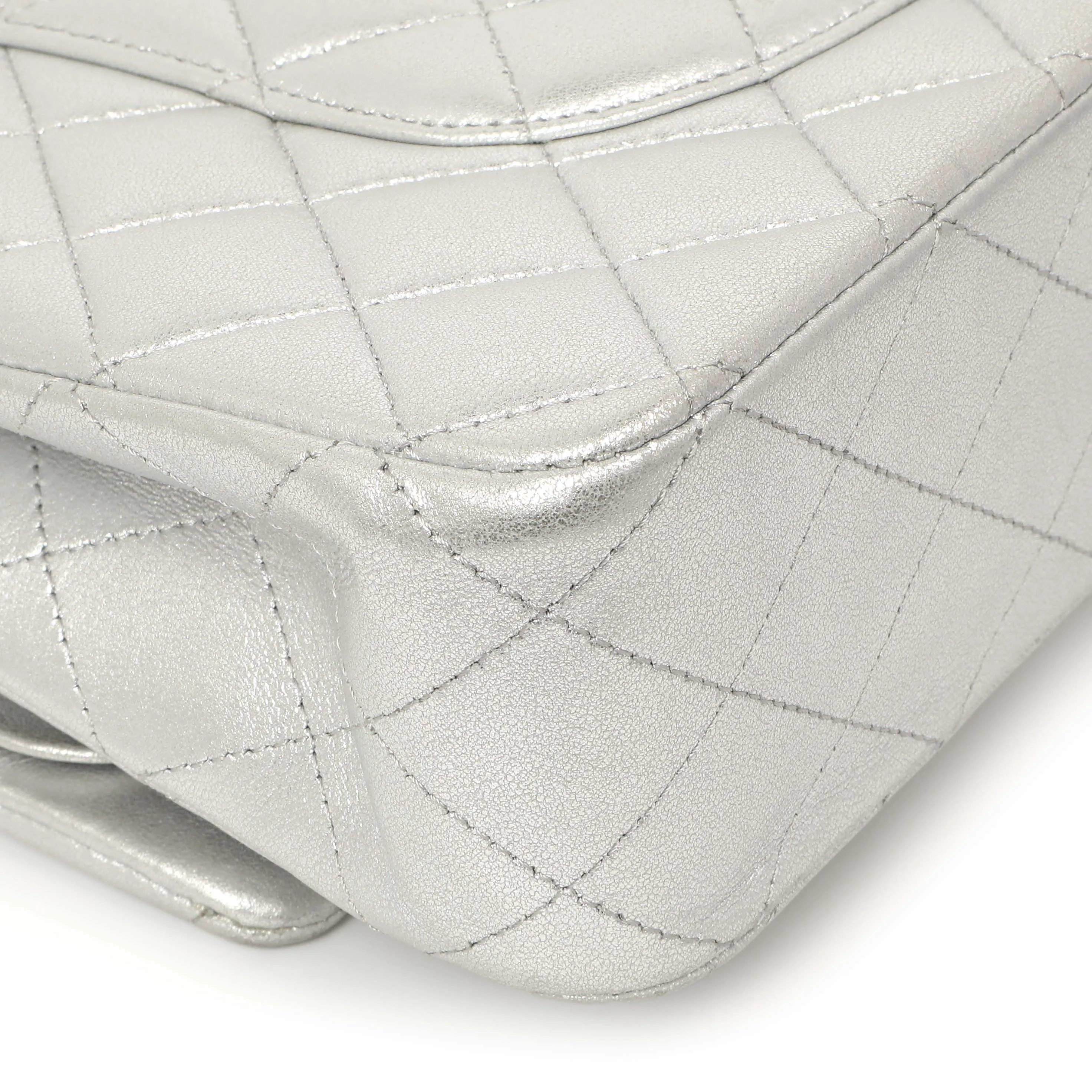 Chanel Silver Quilted Calfskin Medium Classic Double Flap