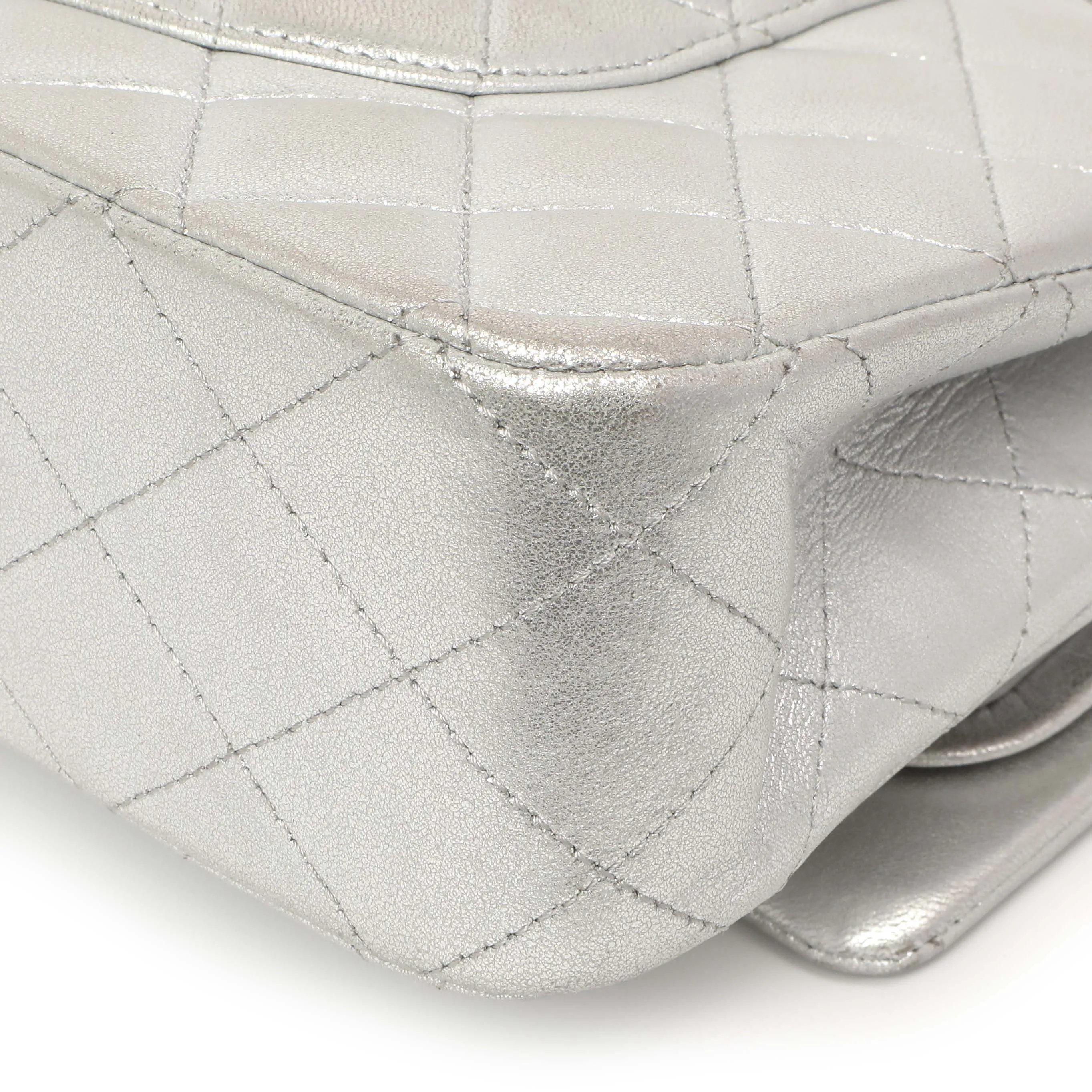 Chanel Silver Quilted Calfskin Medium Classic Double Flap