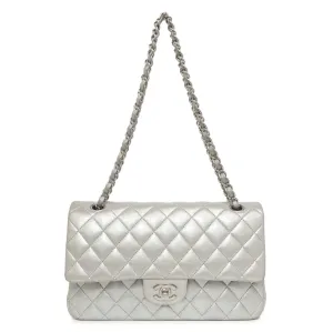 Chanel Silver Quilted Calfskin Medium Classic Double Flap
