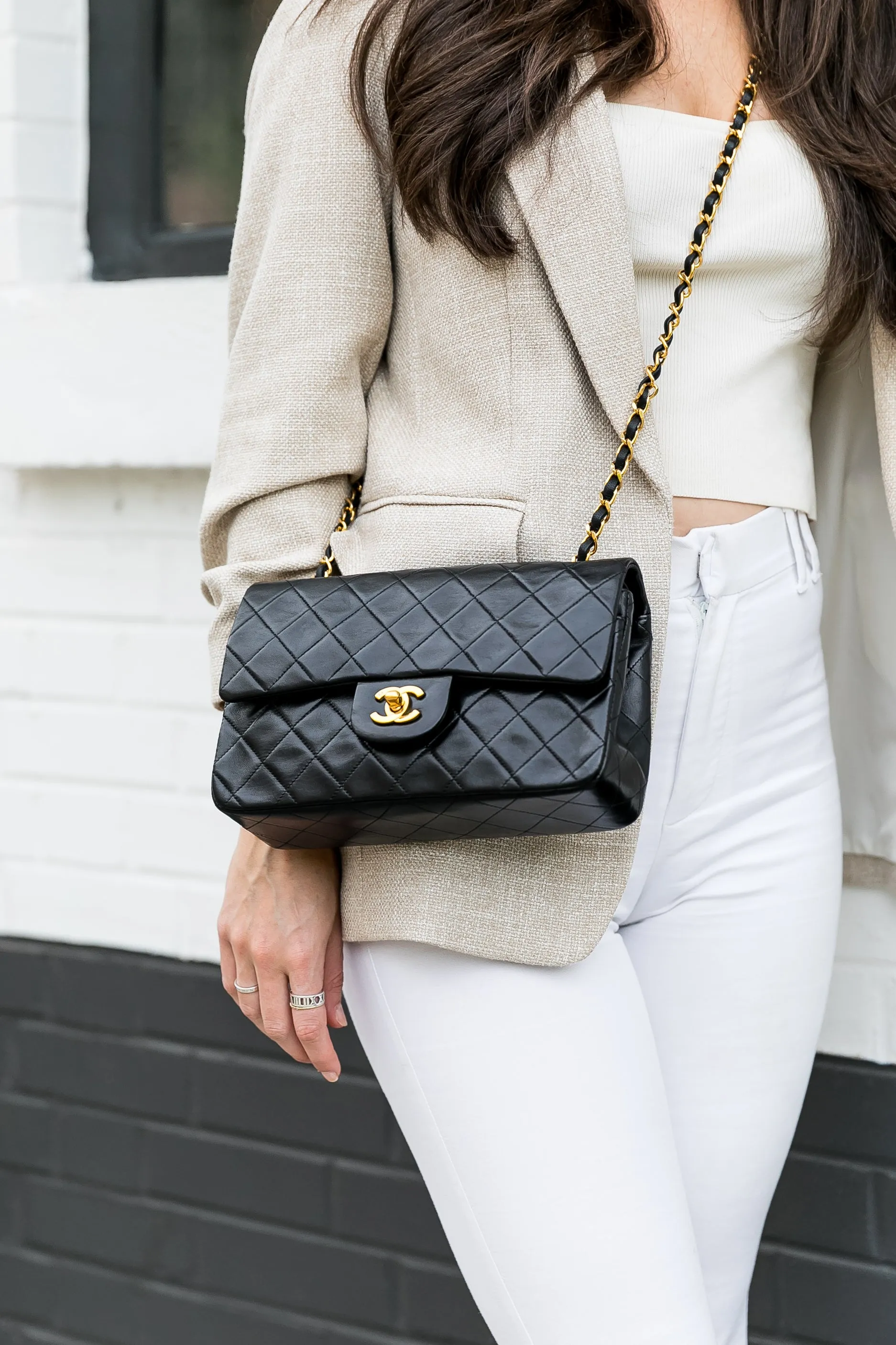 Chanel Vintage Black Lambskin Medium Classic Double Flap