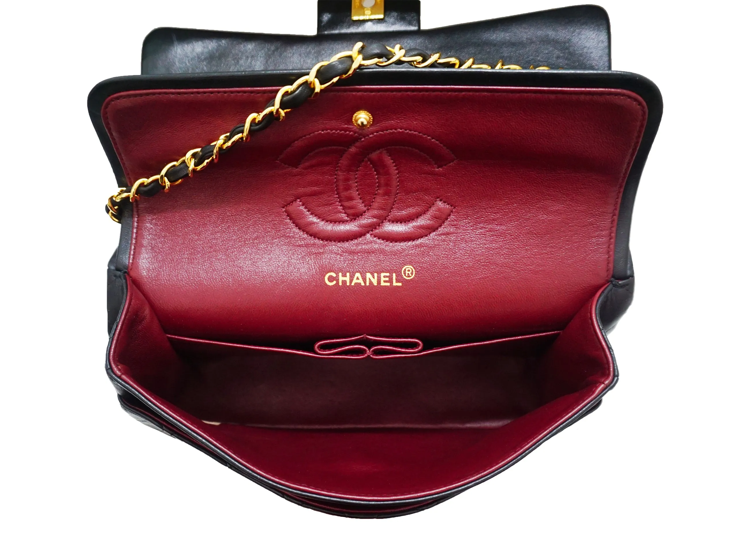 Chanel Vintage Black Lambskin Medium Classic Double Flap