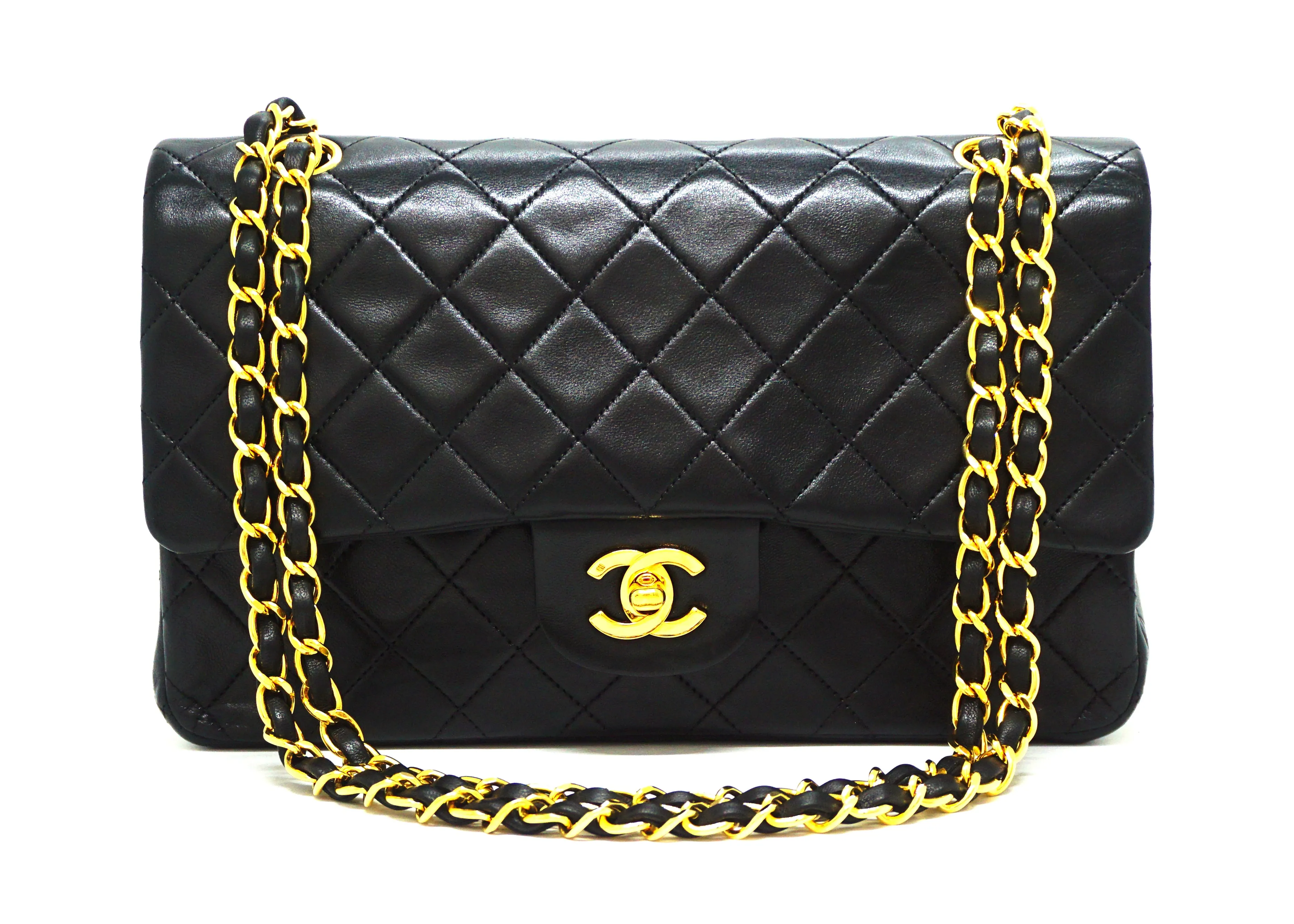 Chanel Vintage Black Lambskin Medium Classic Double Flap