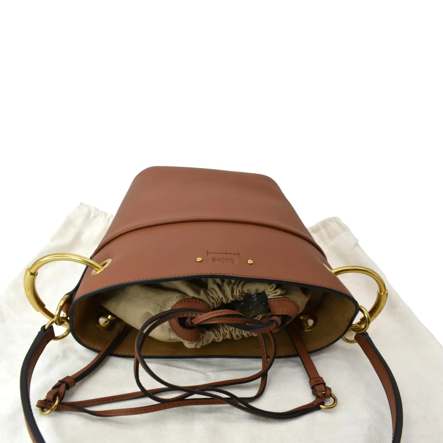 CHLOE Roy Small Calfskin Leather Bucket Shoulder Bag Brown