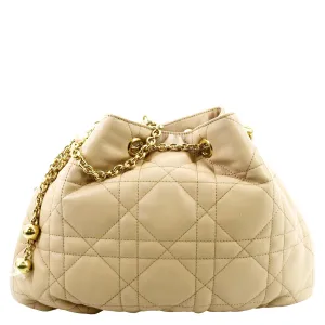 CHRISTIAN DIOR Ammi Macrocannage Lambskin Shoulder Bag Sand Rose