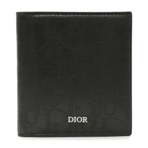Christian Dior Black Calfskin Perforated Oblique Vertical Card Holder