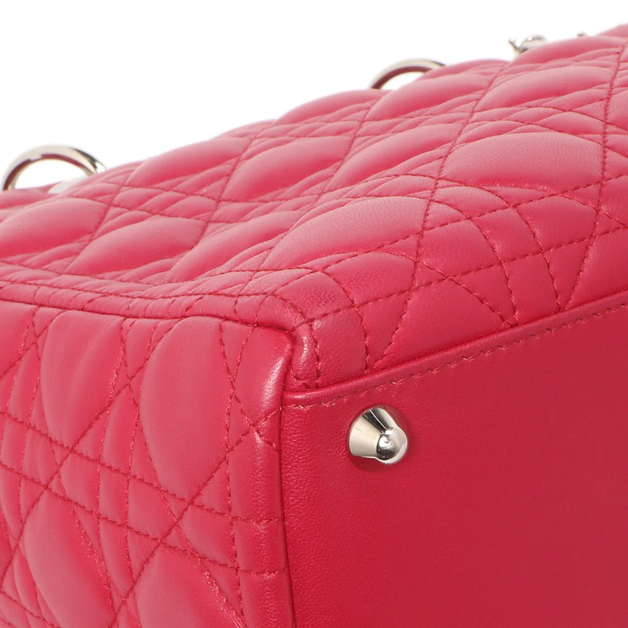 Christian Dior Fuchsia Lambskin Cannage Large Lady Dior