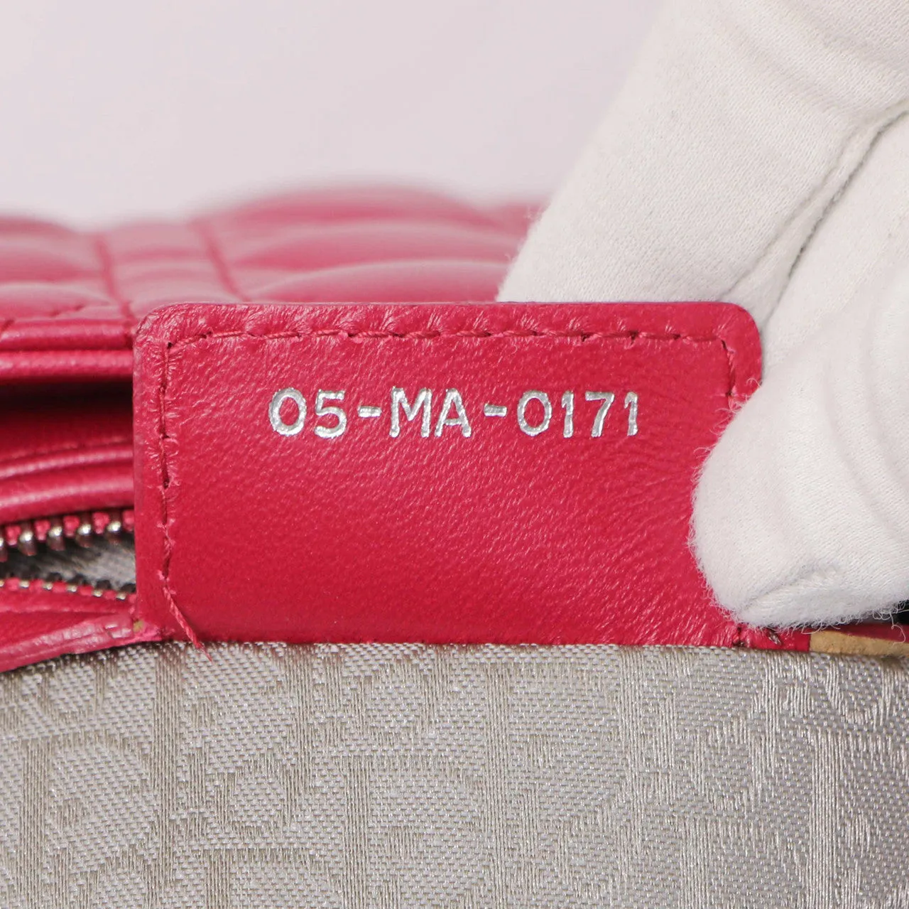 Christian Dior Fuchsia Lambskin Cannage Large Lady Dior