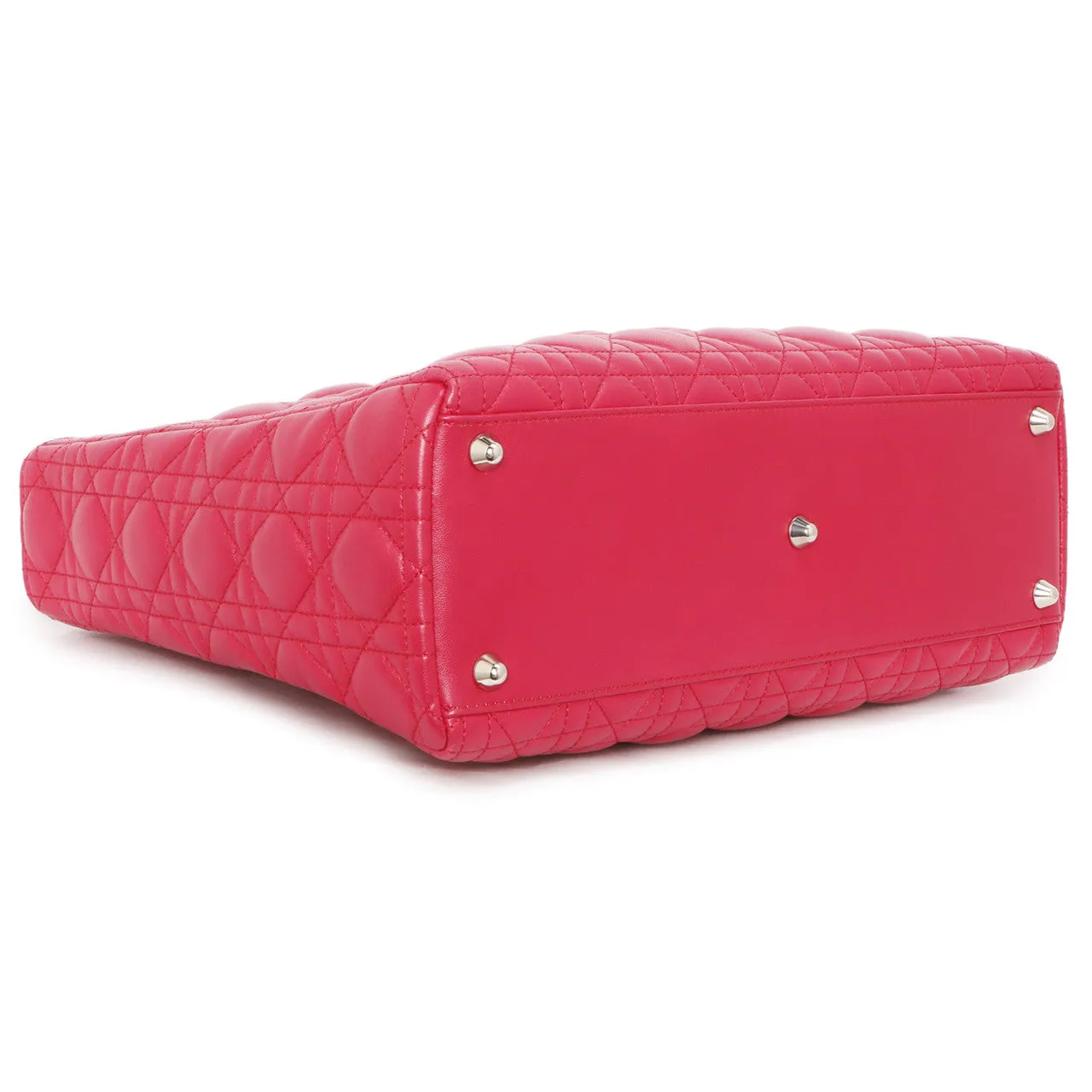 Christian Dior Fuchsia Lambskin Cannage Large Lady Dior