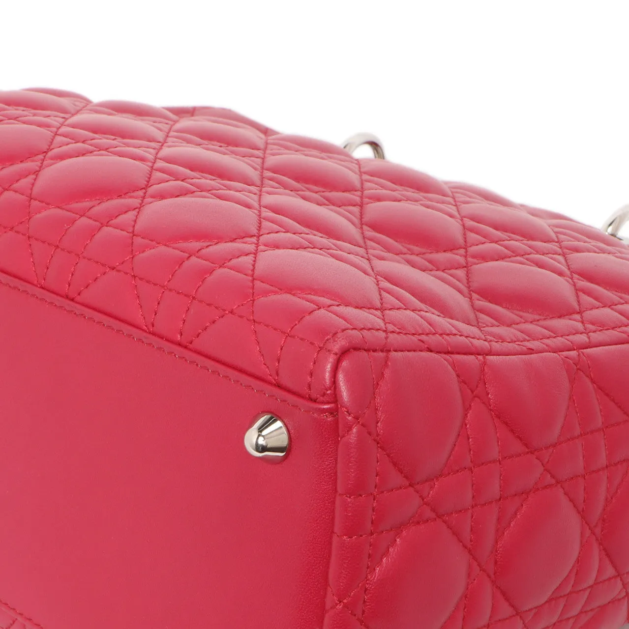 Christian Dior Fuchsia Lambskin Cannage Large Lady Dior