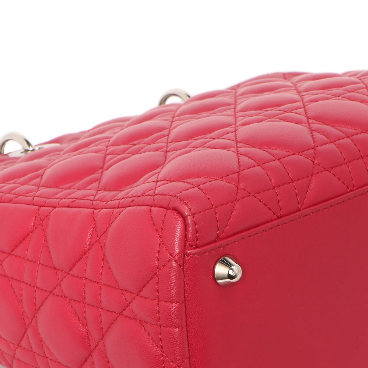 Christian Dior Fuchsia Lambskin Cannage Large Lady Dior