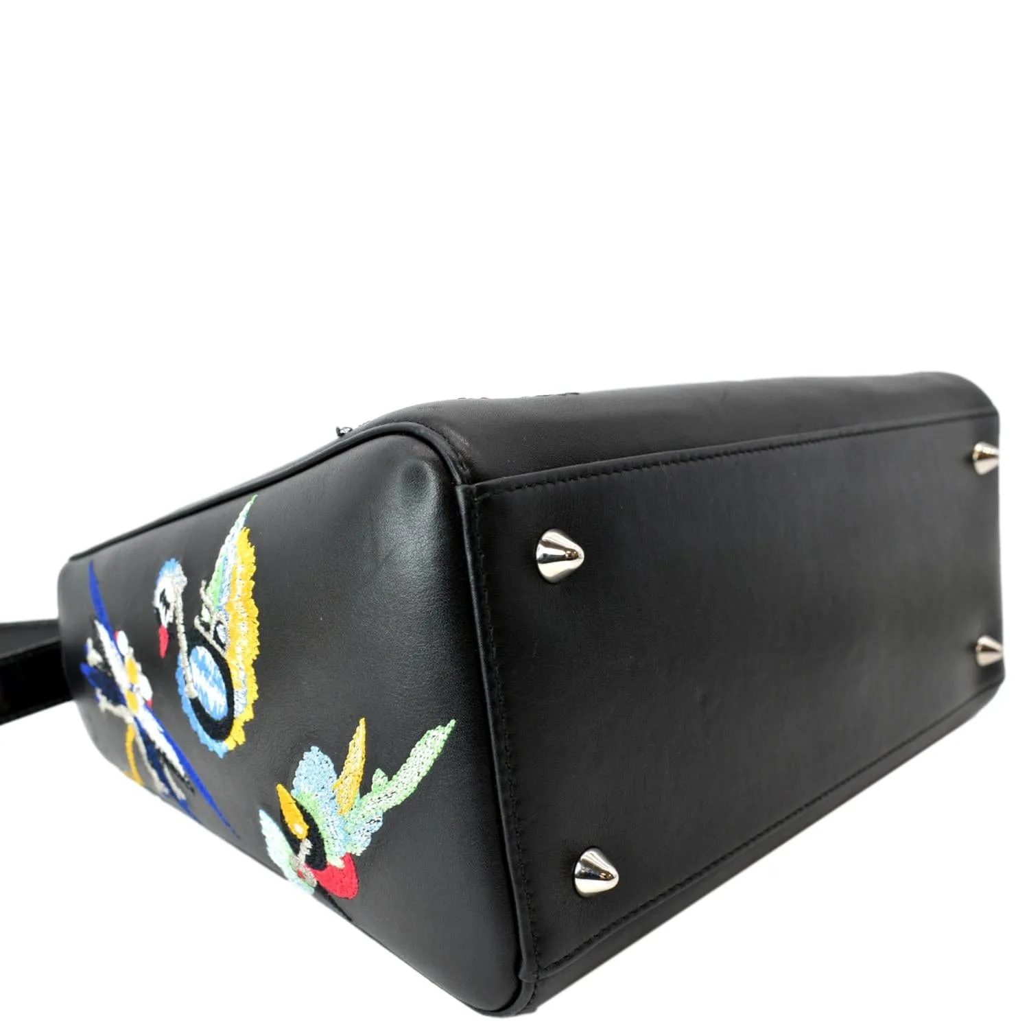 CHRISTIAN DIOR Lady Dior Embroidered Calfskin Shoulder Bag Black