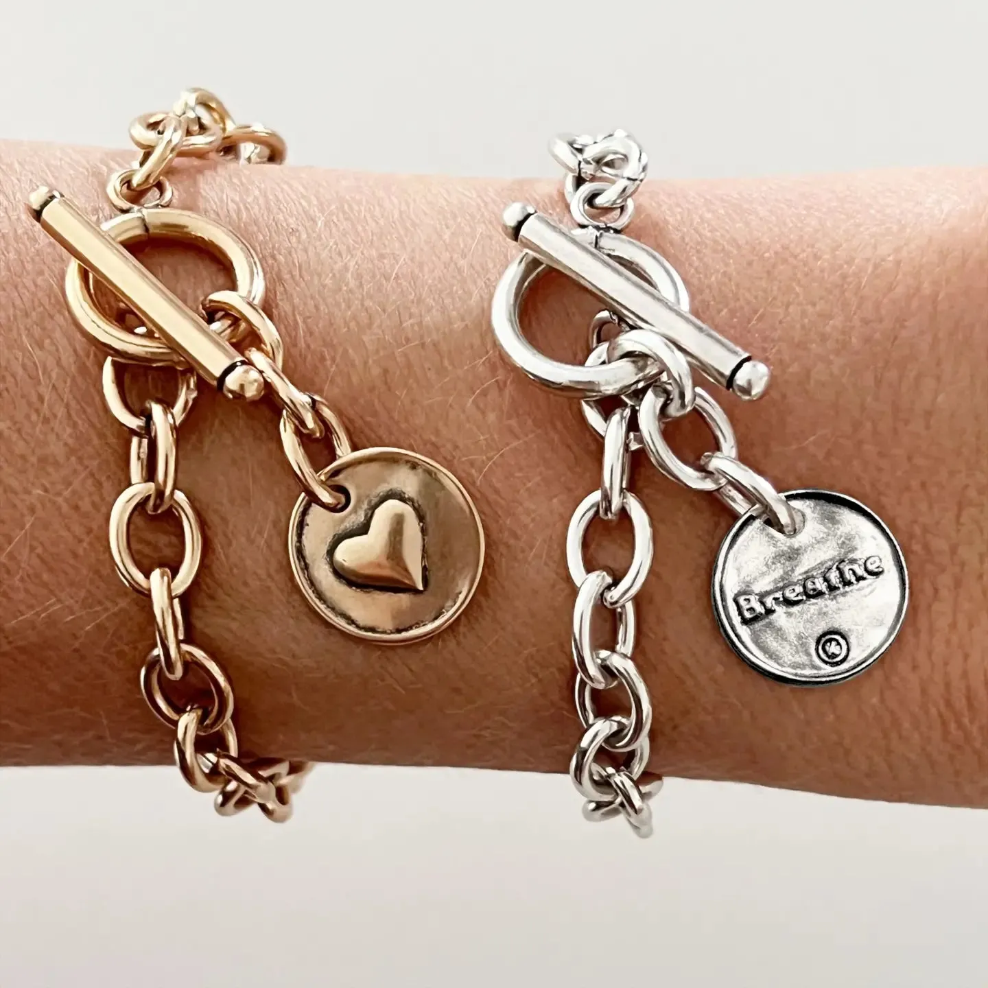 Circle Pendant Chain Bracelet-Gold/Silver "Breathe"