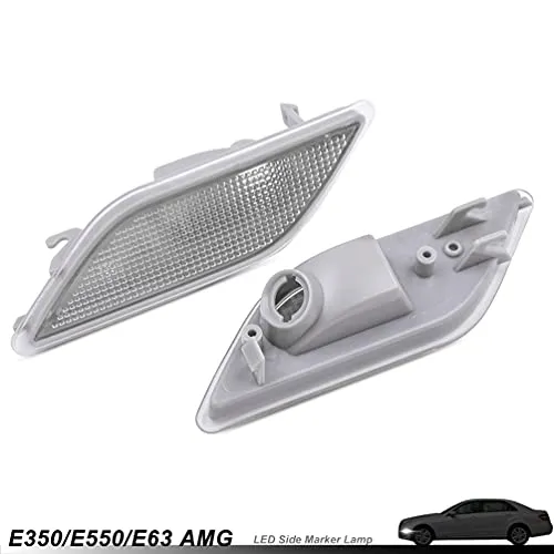 Clear Lens Front Bumper Side Marker Lights Lamp Housing for 2010-2013 Mercedes-Benz W212 E-Class Pre-LCI E350 E550 E63 AMG Sedan/Wagon Driver Fender Sidemarker OEM Lamps Replacements