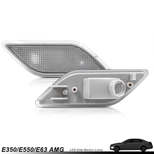 Clear Lens Front Bumper Side Marker Lights Lamp Housing for 2010-2013 Mercedes-Benz W212 E-Class Pre-LCI E350 E550 E63 AMG Sedan/Wagon Driver Fender Sidemarker OEM Lamps Replacements
