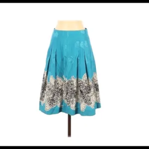 Club Monaco Turquoise Silk Pleated Skirt Sz 0