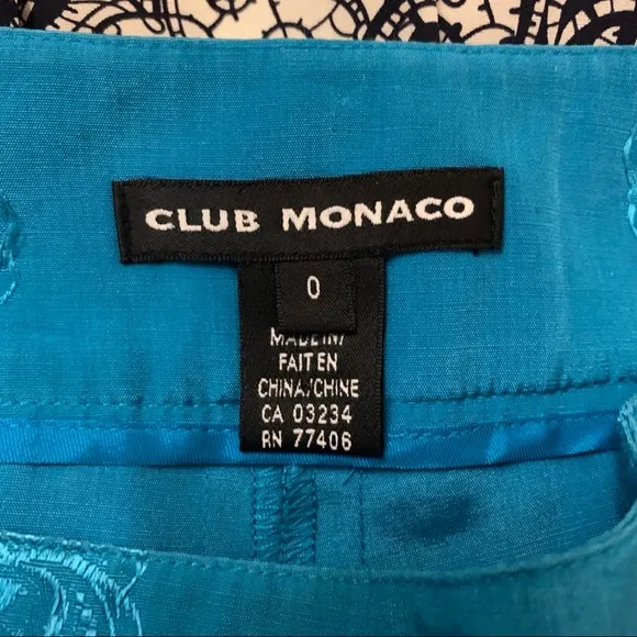 Club Monaco Turquoise Silk Pleated Skirt Sz 0