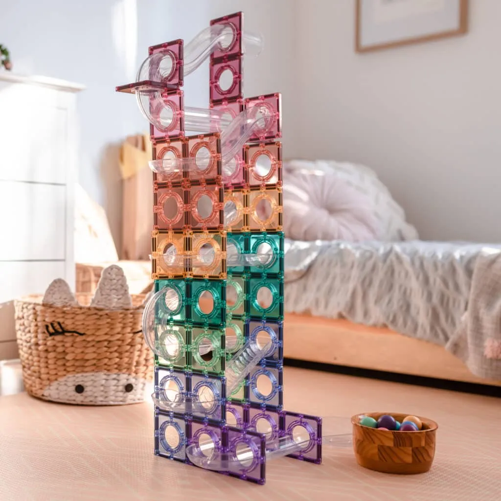 Connetix Magnetic Tiles Pastel Ball Run Pack 106 Pieces