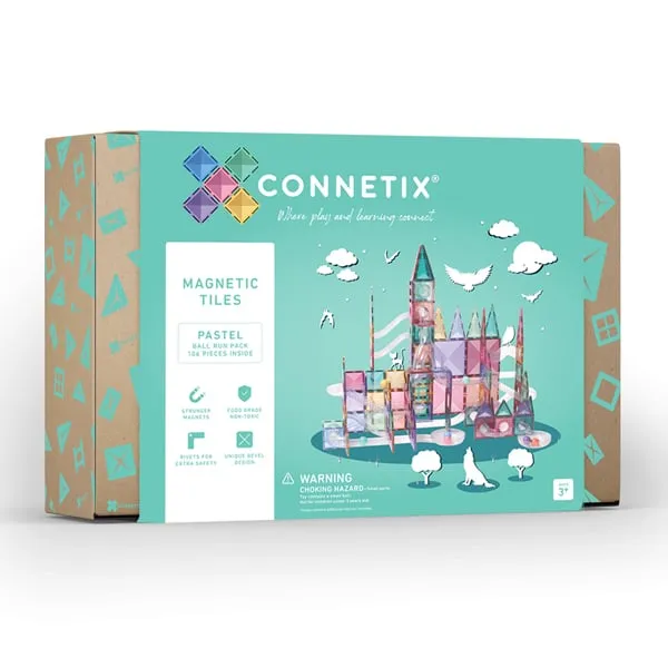 Connetix Magnetic Tiles Pastel Ball Run Pack 106 Pieces