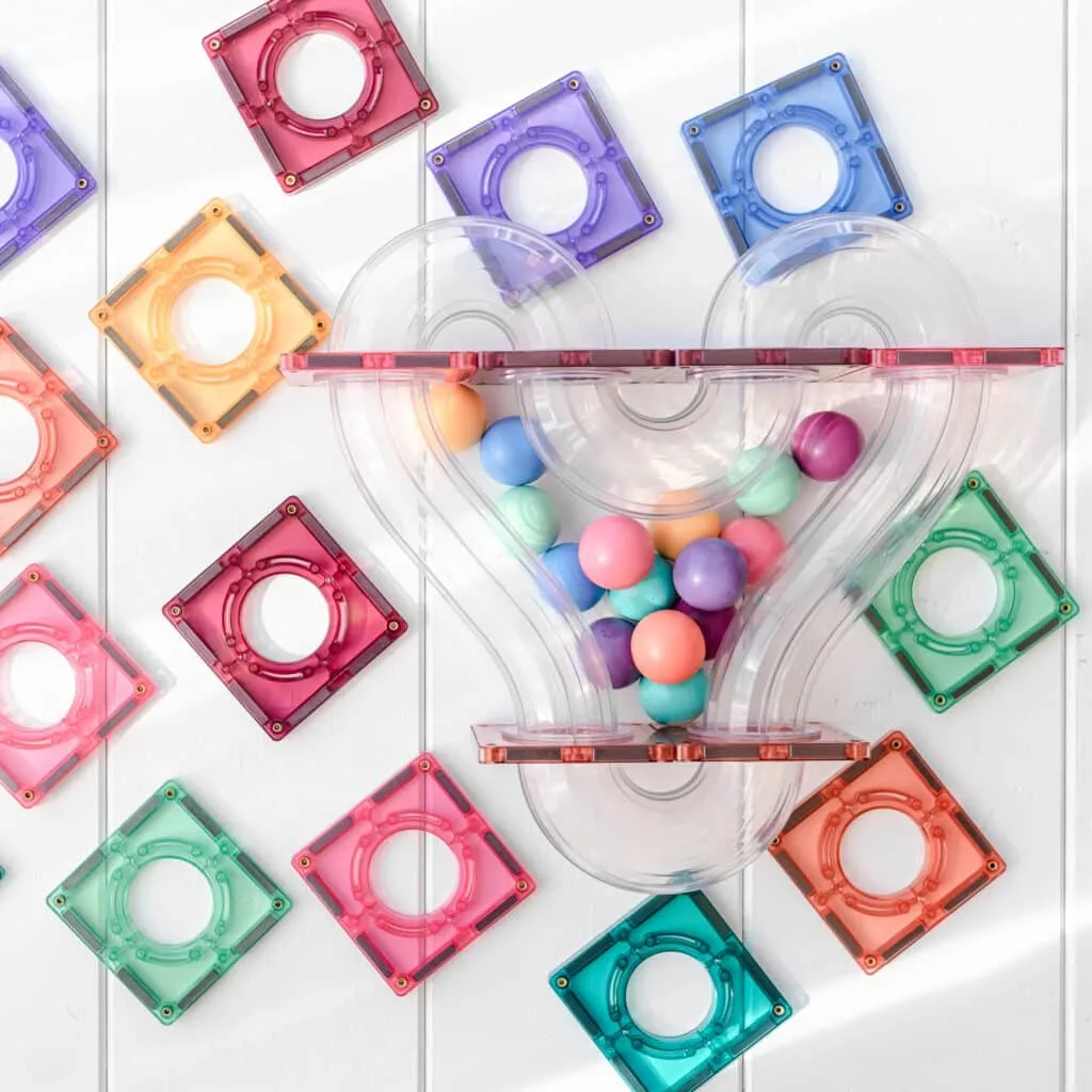 Connetix Magnetic Tiles Pastel Ball Run Pack 106 Pieces