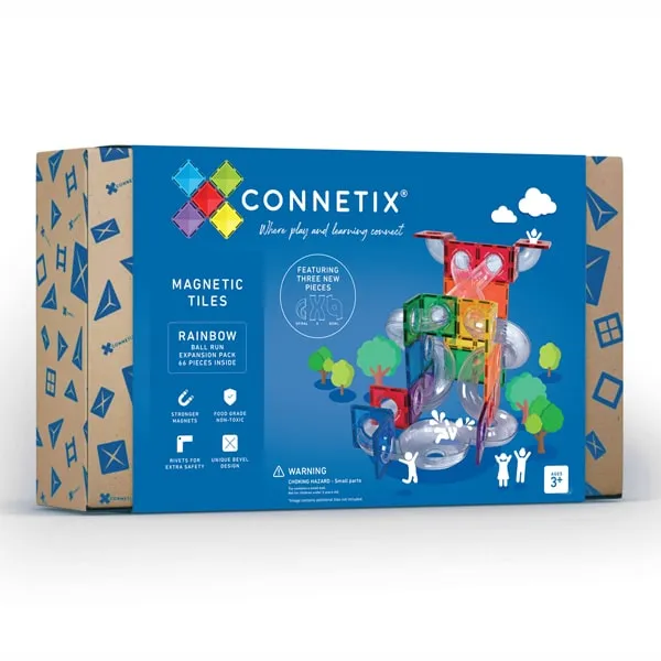Connetix Magnetic Tiles Rainbow Ball Run Pack 66 Pieces