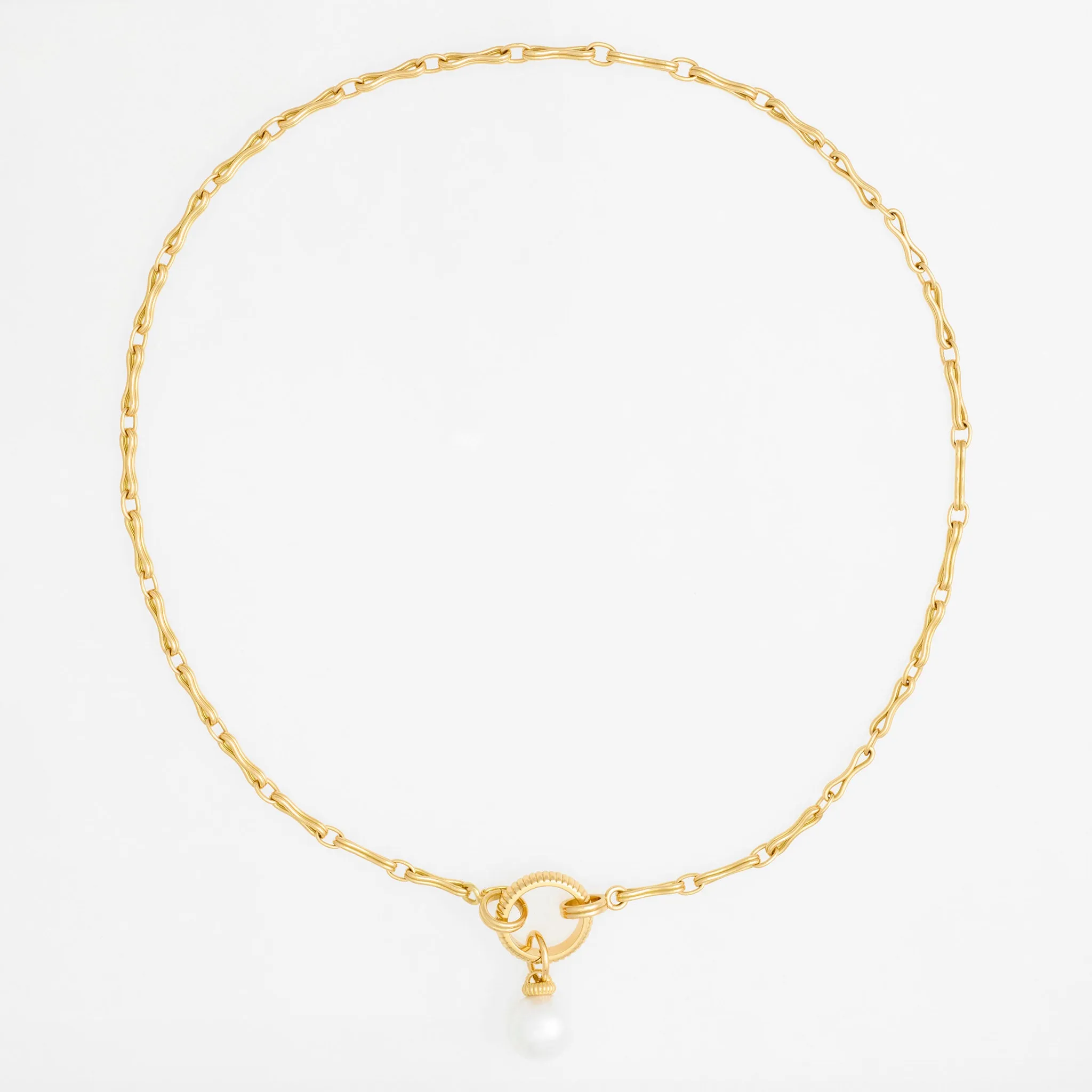 Convertible Column Chain Necklace 18K Yellow Gold, Small Link, 20" Barre Key Ring