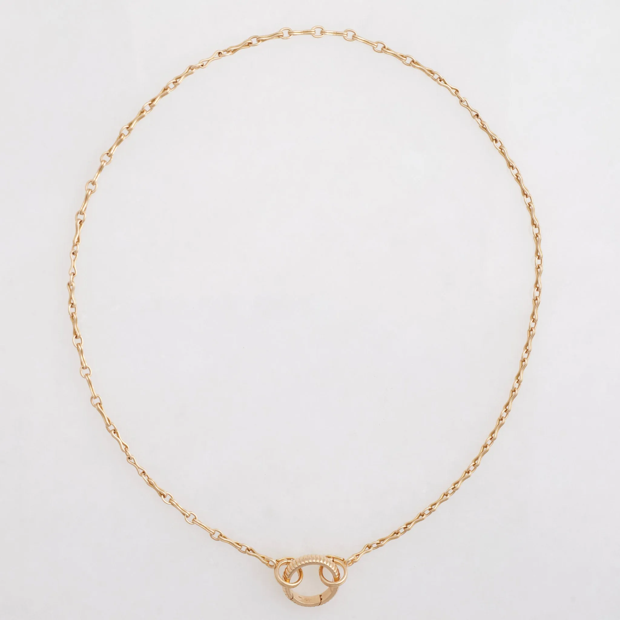 Convertible Column Chain Necklace 18K Yellow Gold, Small Link, 20" Barre Key Ring