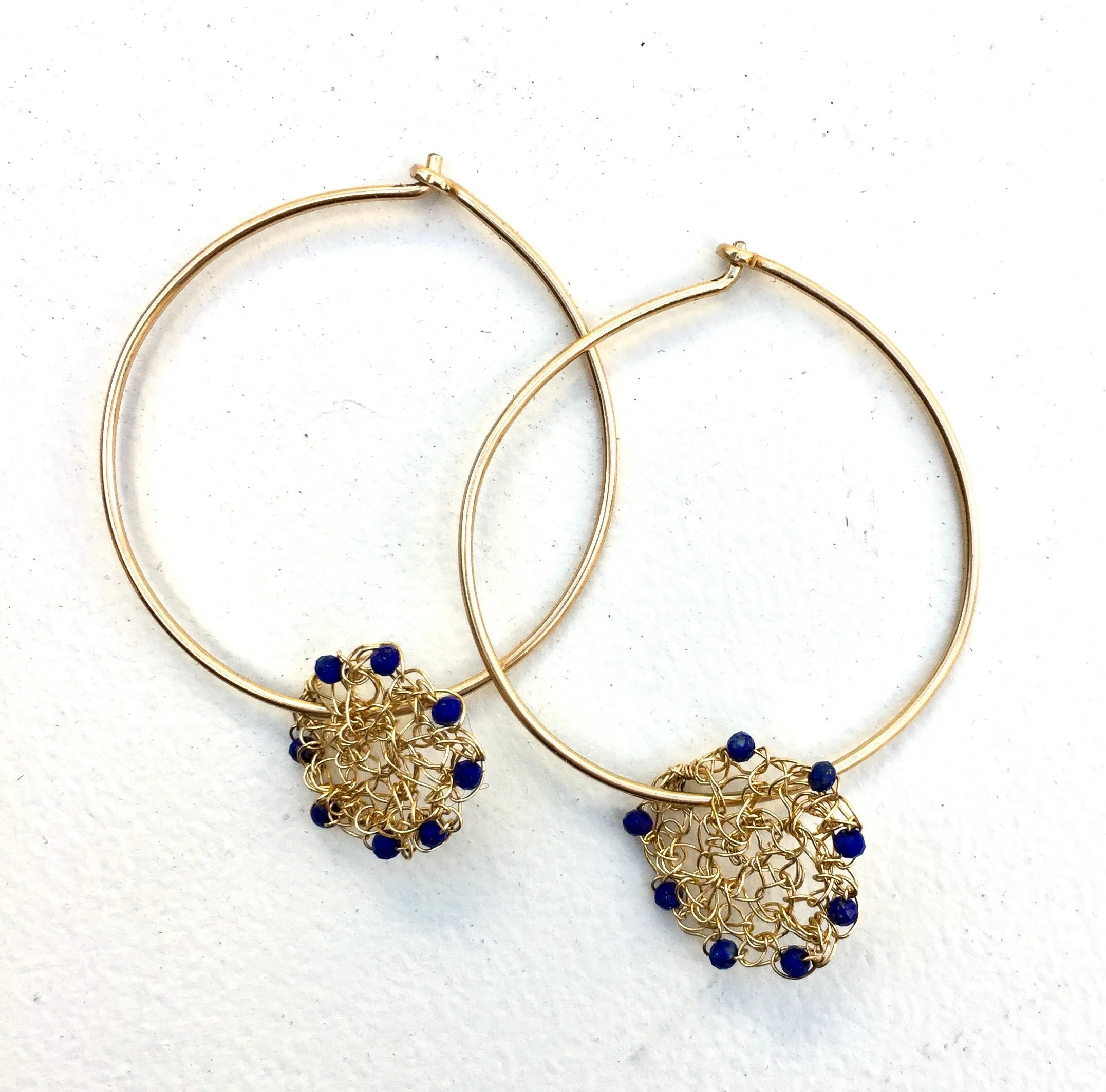 Convertible Hoops with Lapis Discs