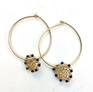 Convertible Hoops with Lapis Discs