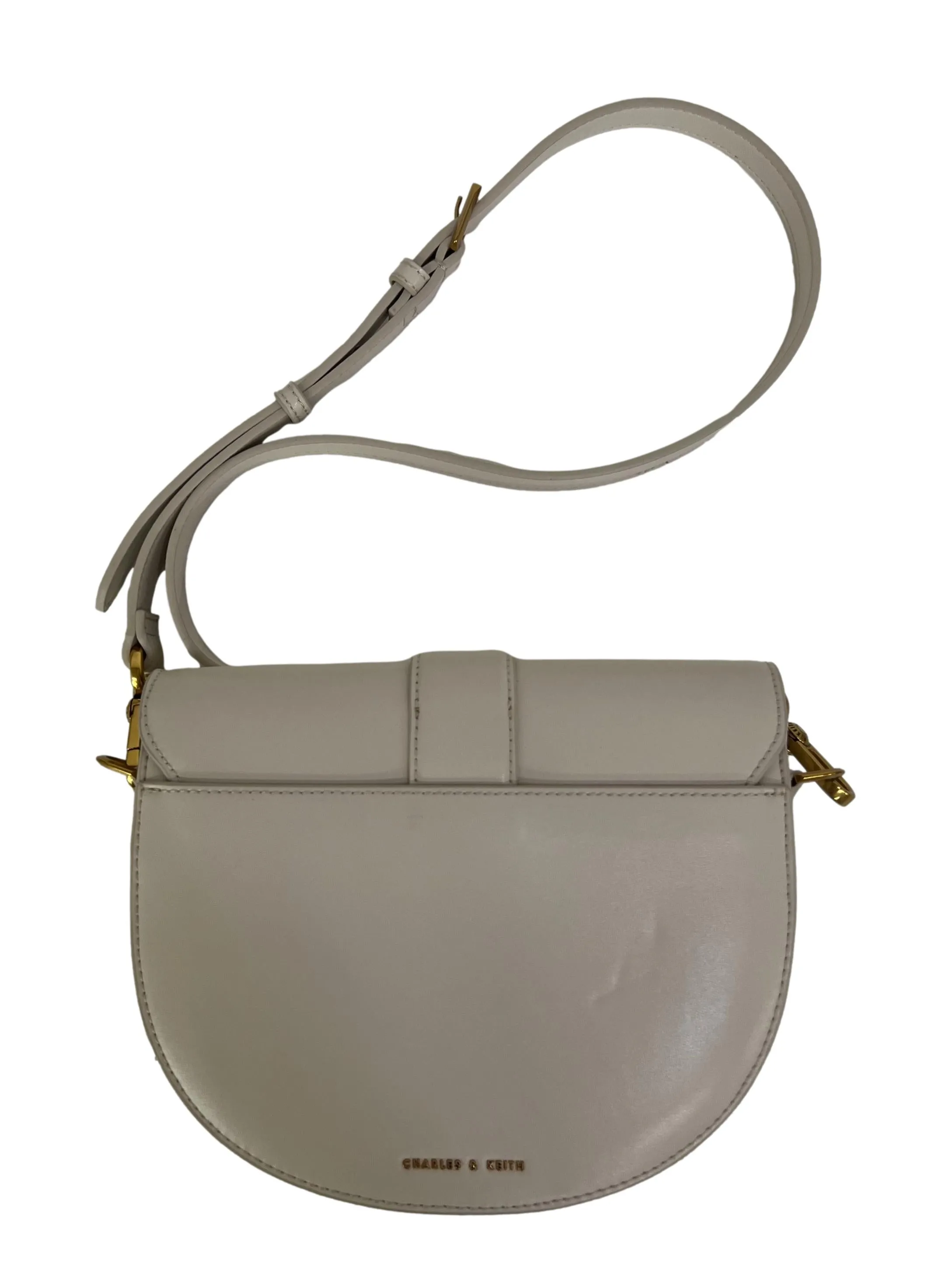 Cream Leather Gabine Saddle Bag Shoulder Bag