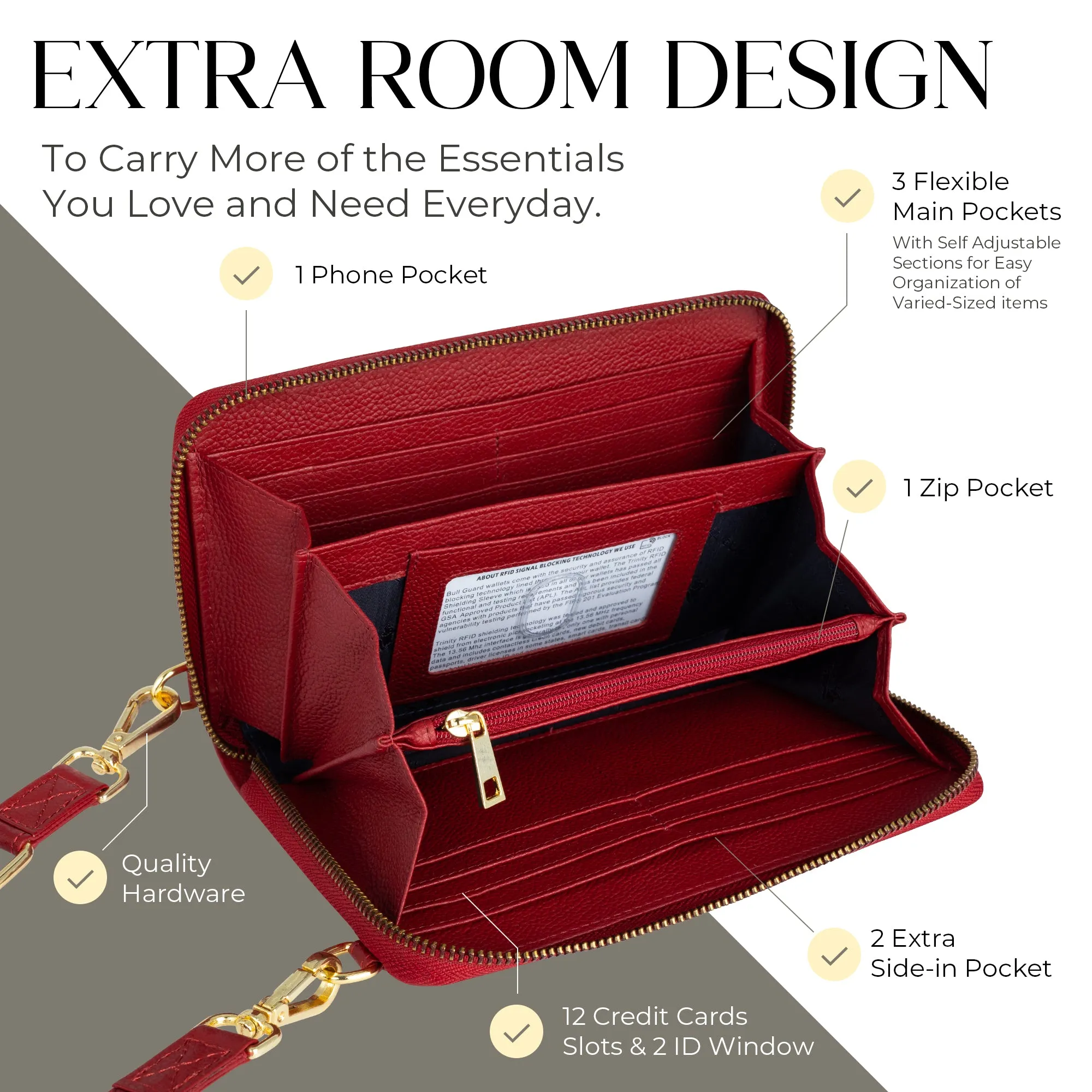 Crossbody Wallet Purse, XtraRoom