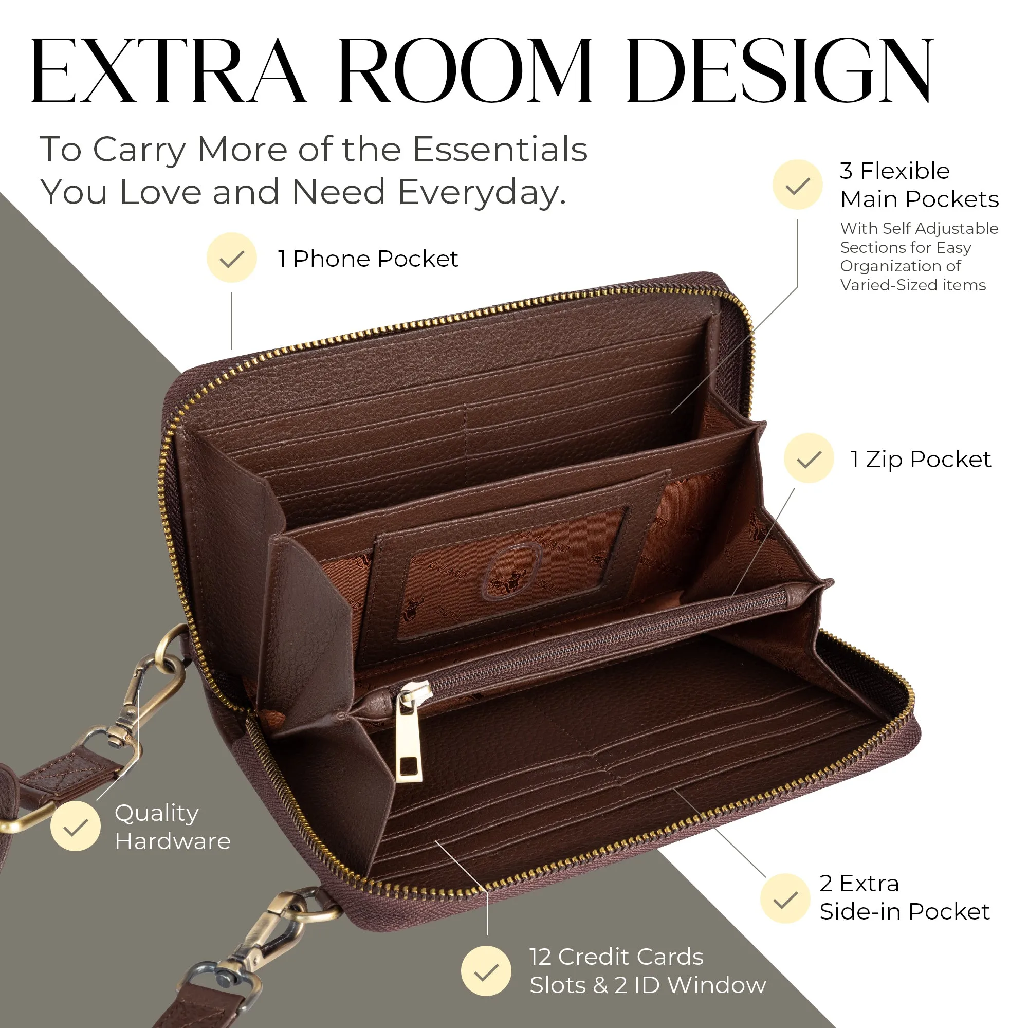Crossbody Wallet Purse, XtraRoom
