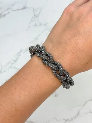 Crystal Braided Magnetic Bracelet - Hematite