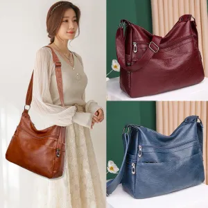 Cyflymder Luxury Pu Leather Messenger Bag Vintage Women Hand Bag Large Soft Casual Hobo Handbag Female Simple Tide Crossbody Shoulder Bags