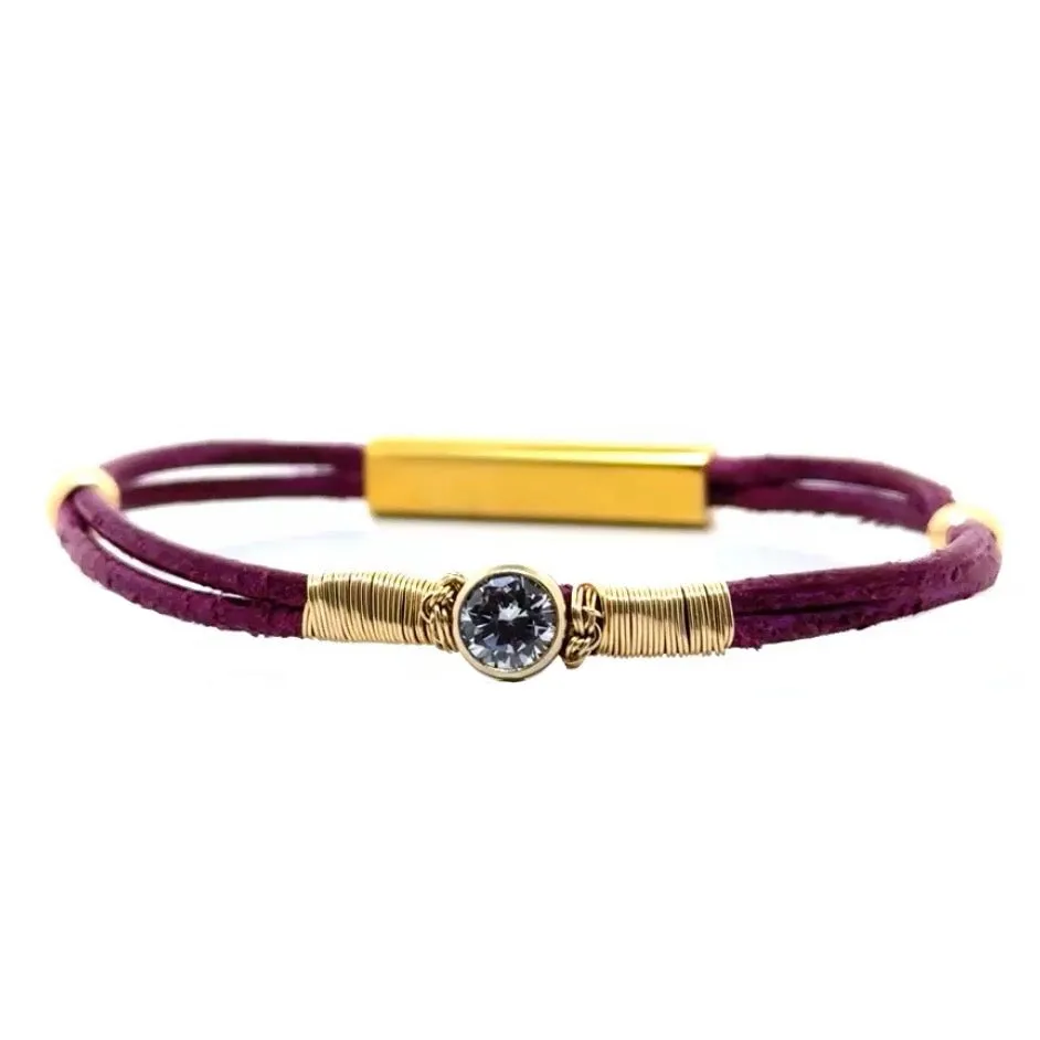 CZ Sparkle Thin Leather Bracelet